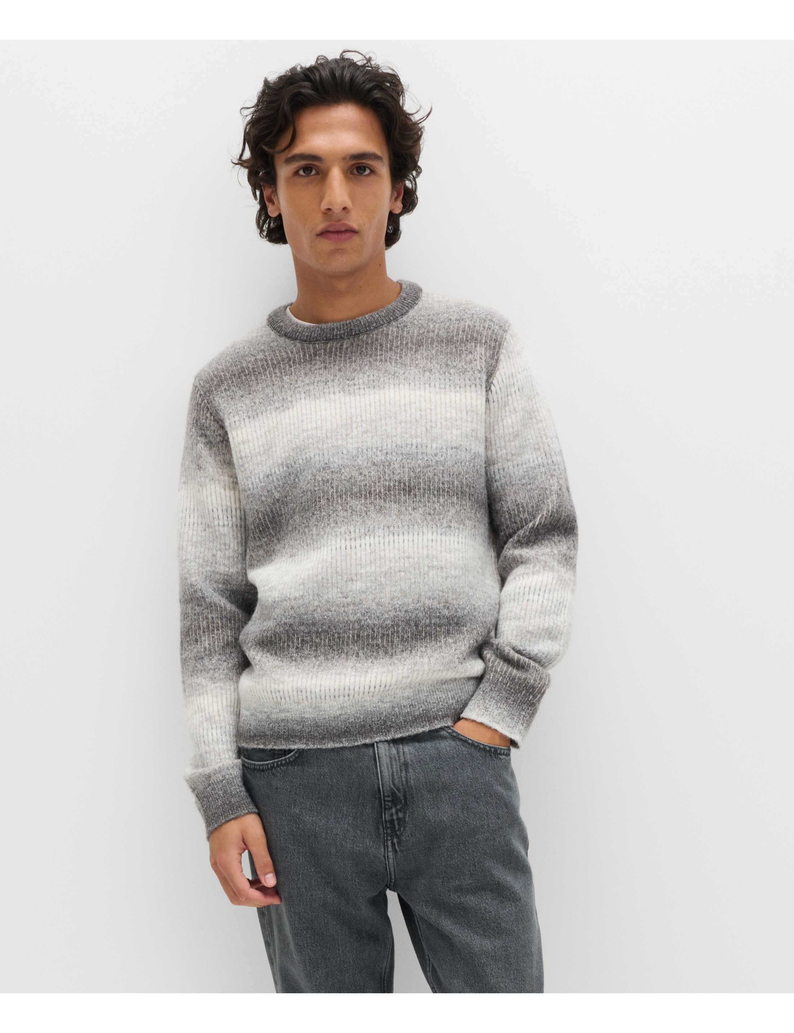 Ombre Stripe Crew Neck Jumper with Wool 4 of 6