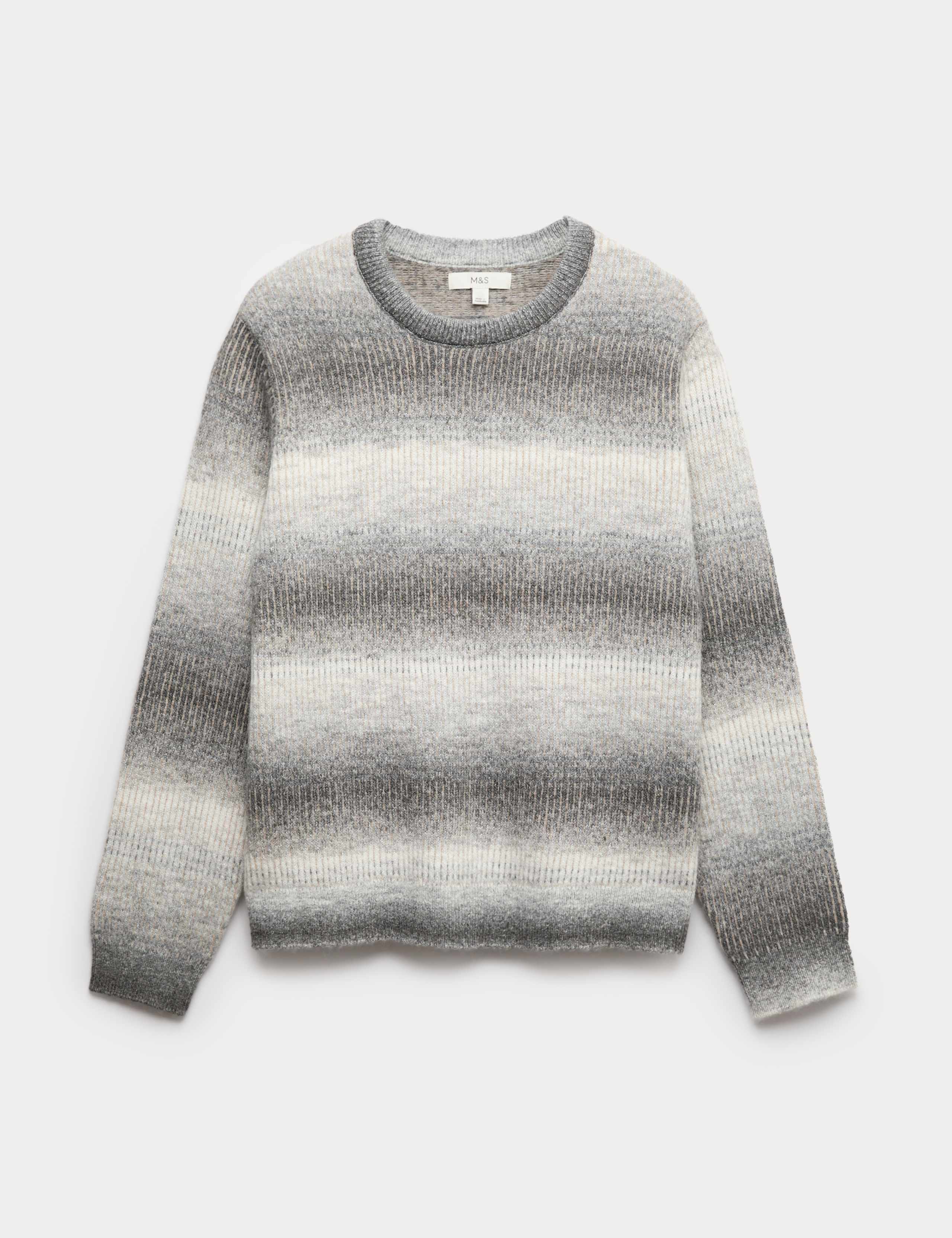 Ombre Stripe Crew Neck Jumper with Wool 2 of 6