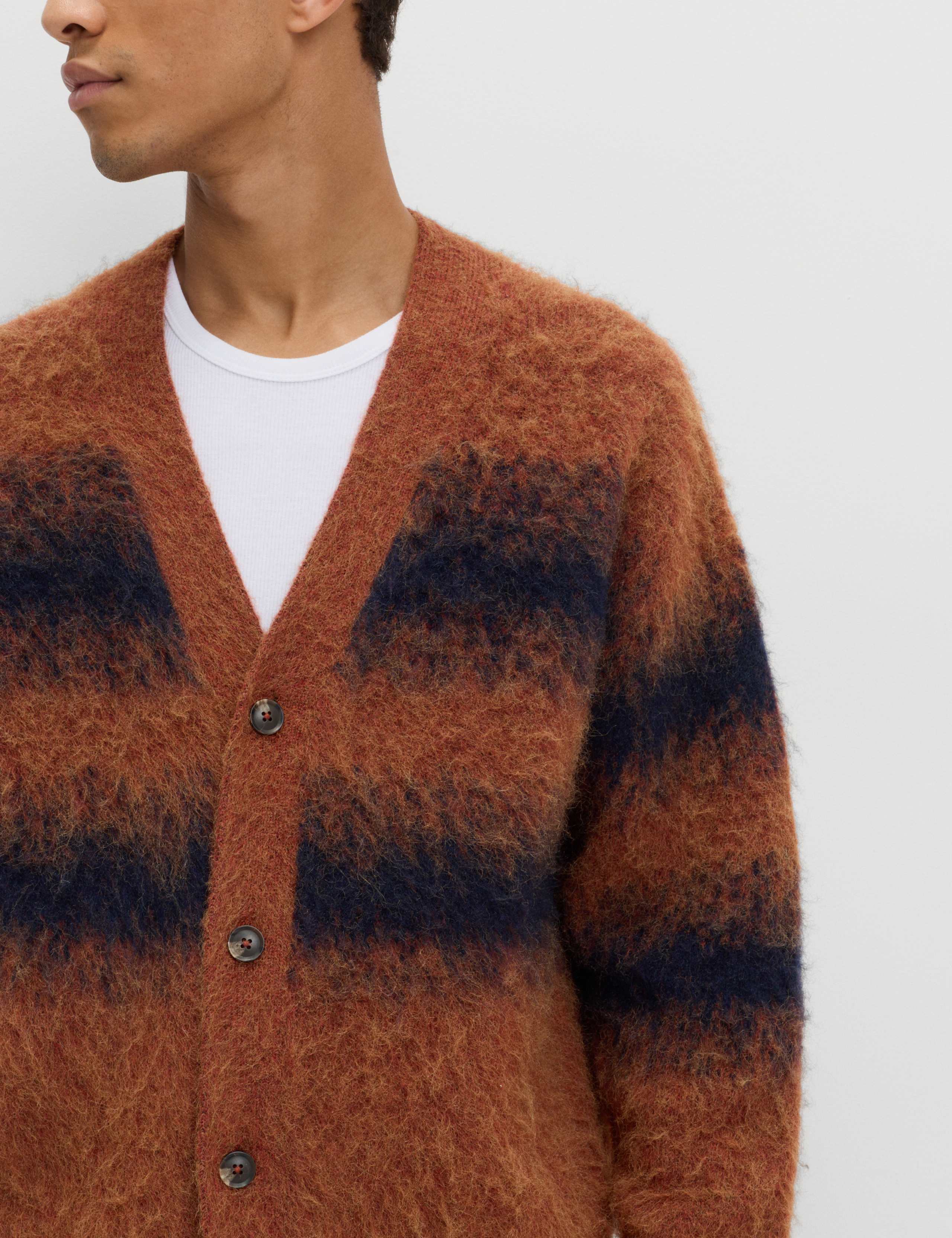 Hazy Knit Striped V-Neck Cardigan 1 of 5