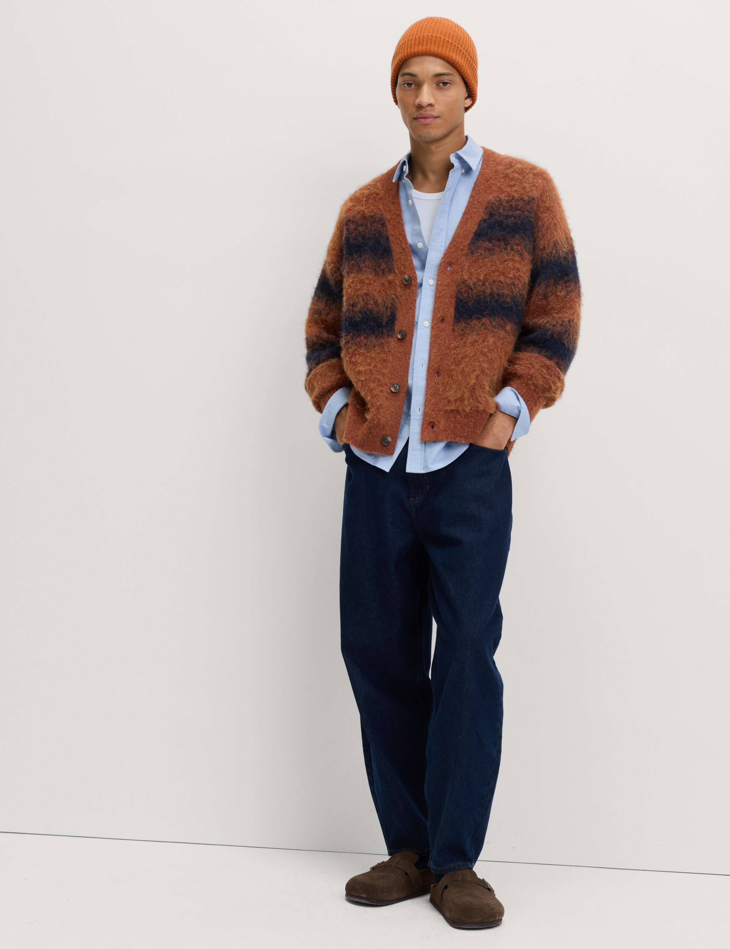 Hazy Knit Striped V-Neck Cardigan 3 of 5