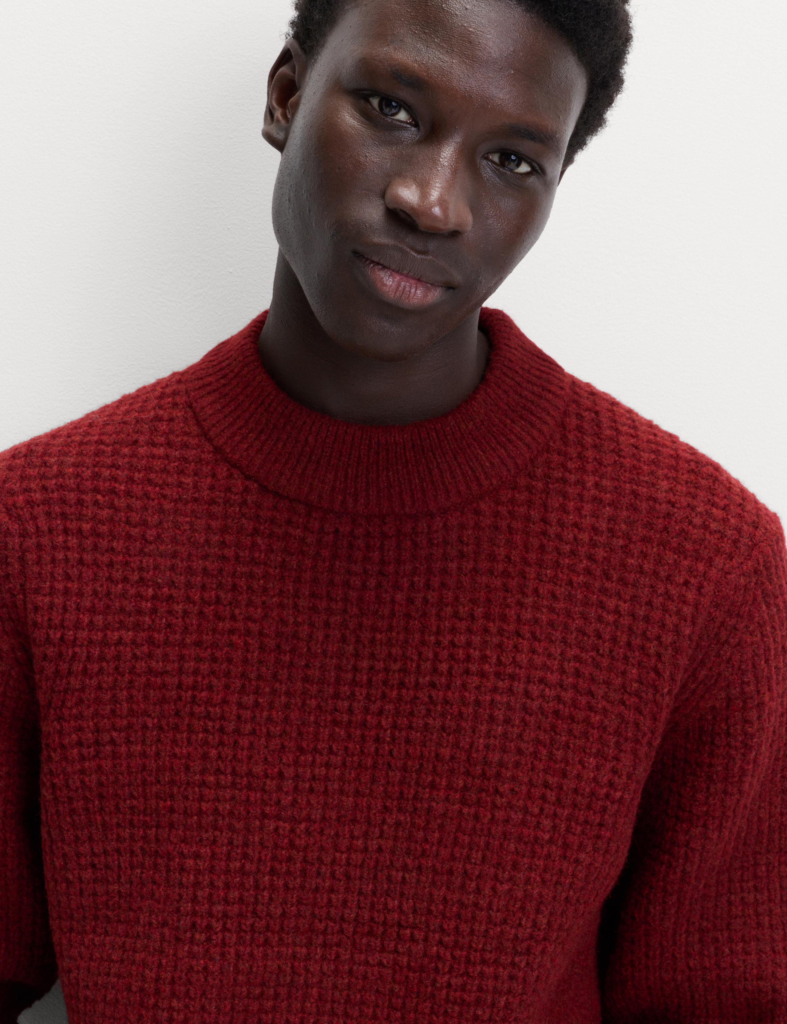 Waffle Knit High Neck Jumper with Wool 3 of 5