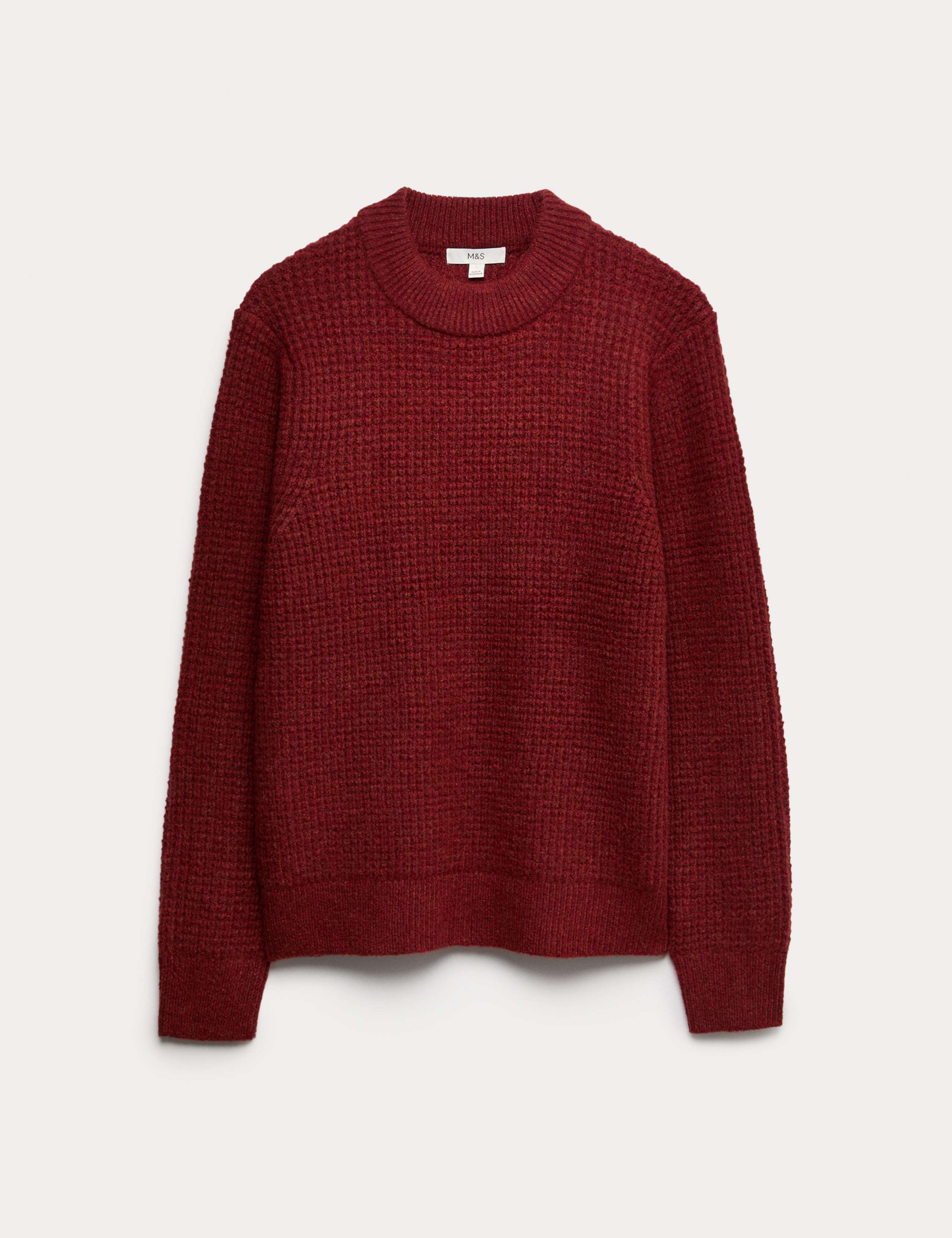 Waffle Knit High Neck Jumper with Wool 2 of 5