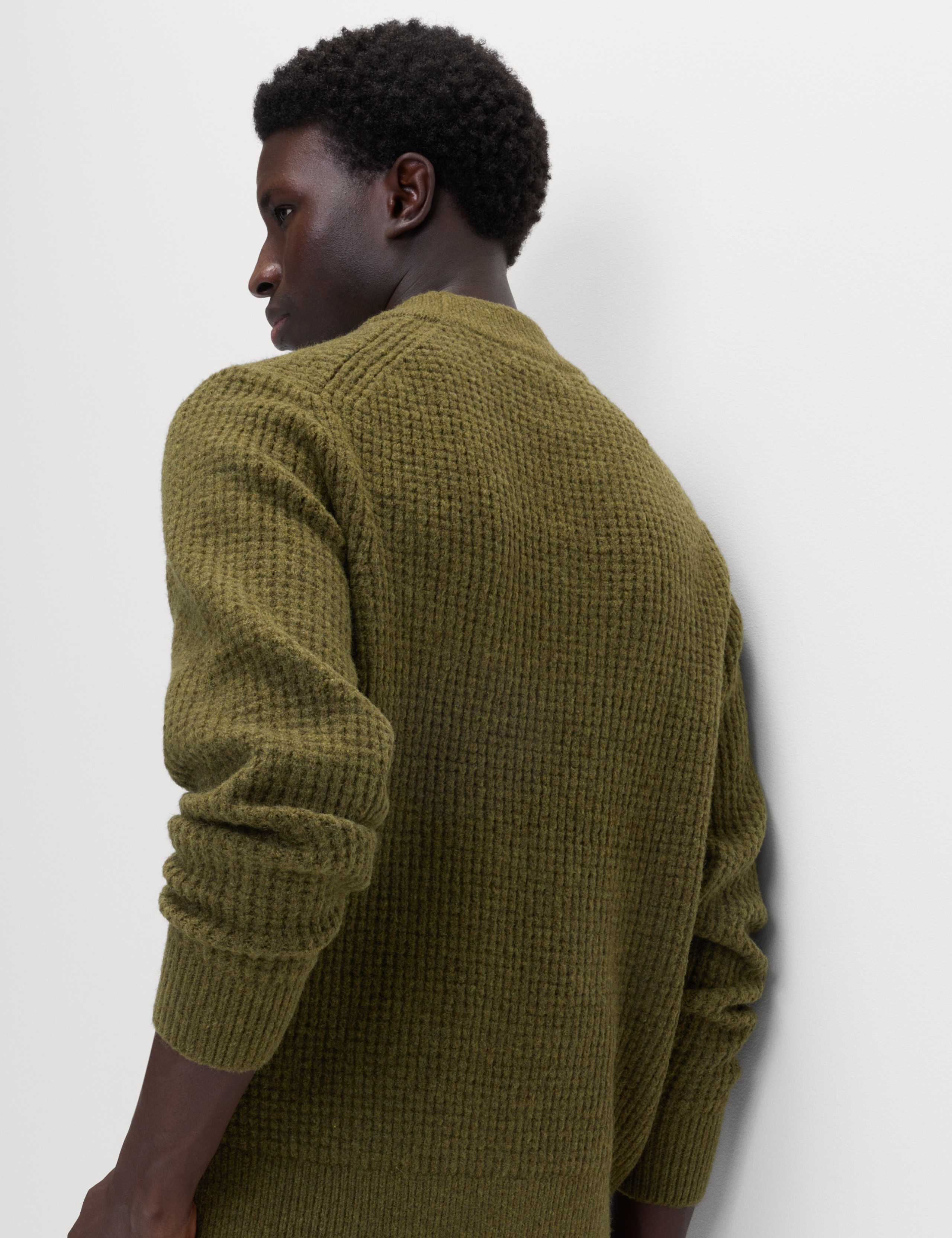 Waffle Knit High Neck Jumper with Wool 3 of 6