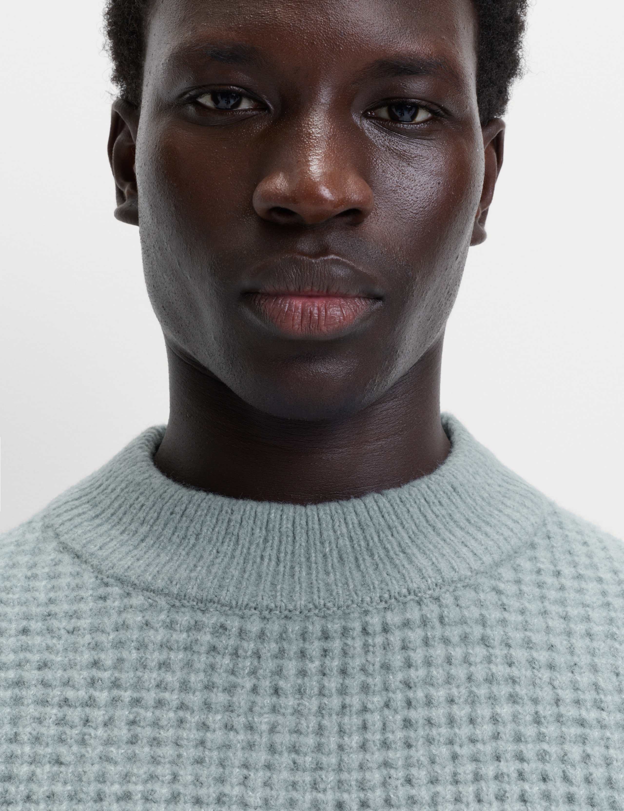 Waffle Knit High Neck Jumper with Wool 4 of 6