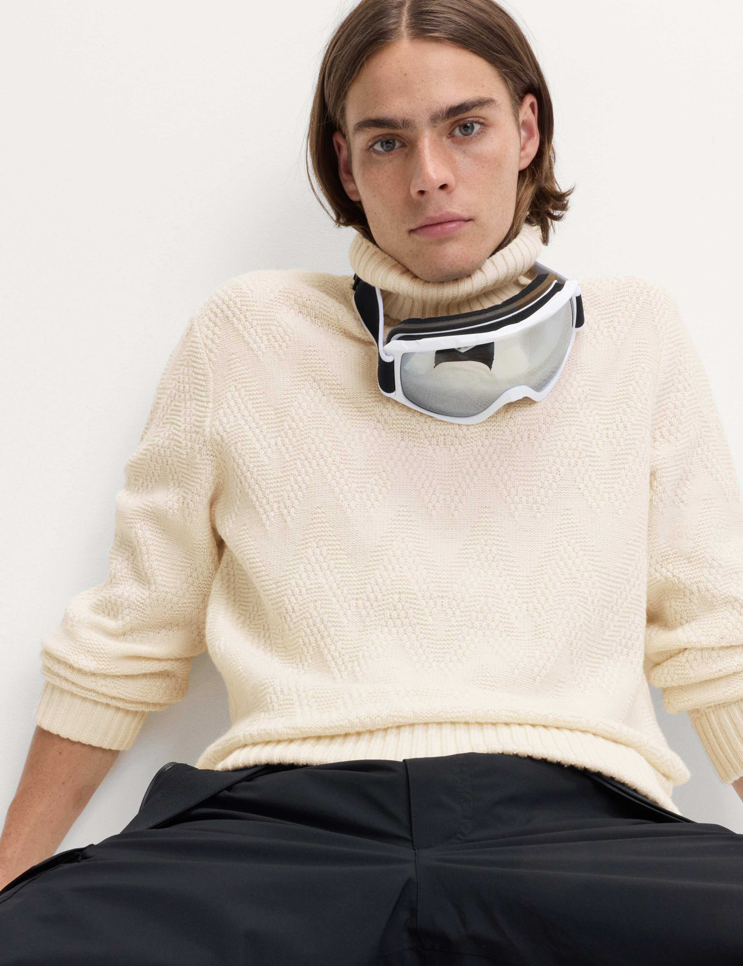 Wool Blend Textured Stitch Roll Neck Jumper 1 of 5