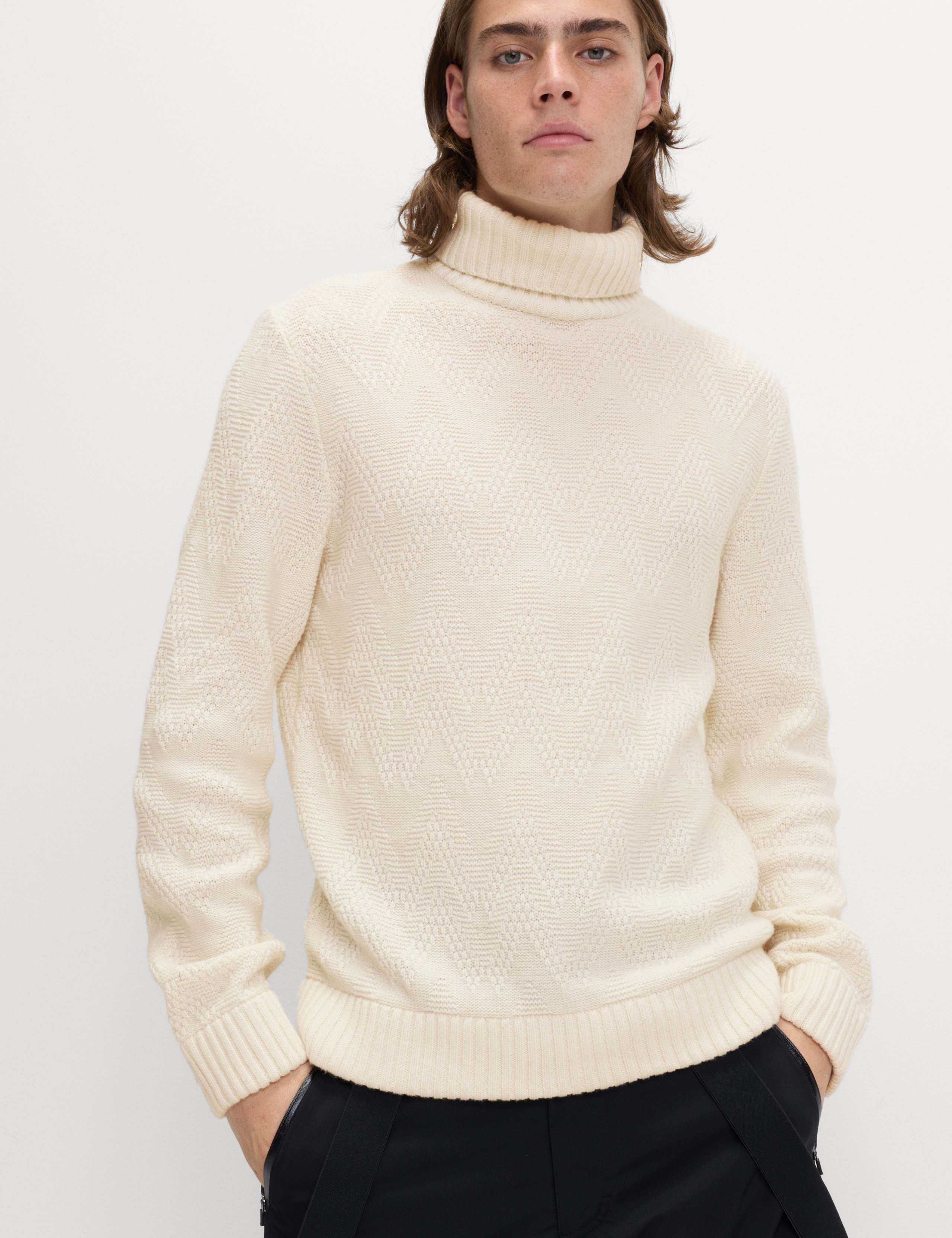 Wool Blend Textured Stitch Roll Neck Jumper 5 of 5