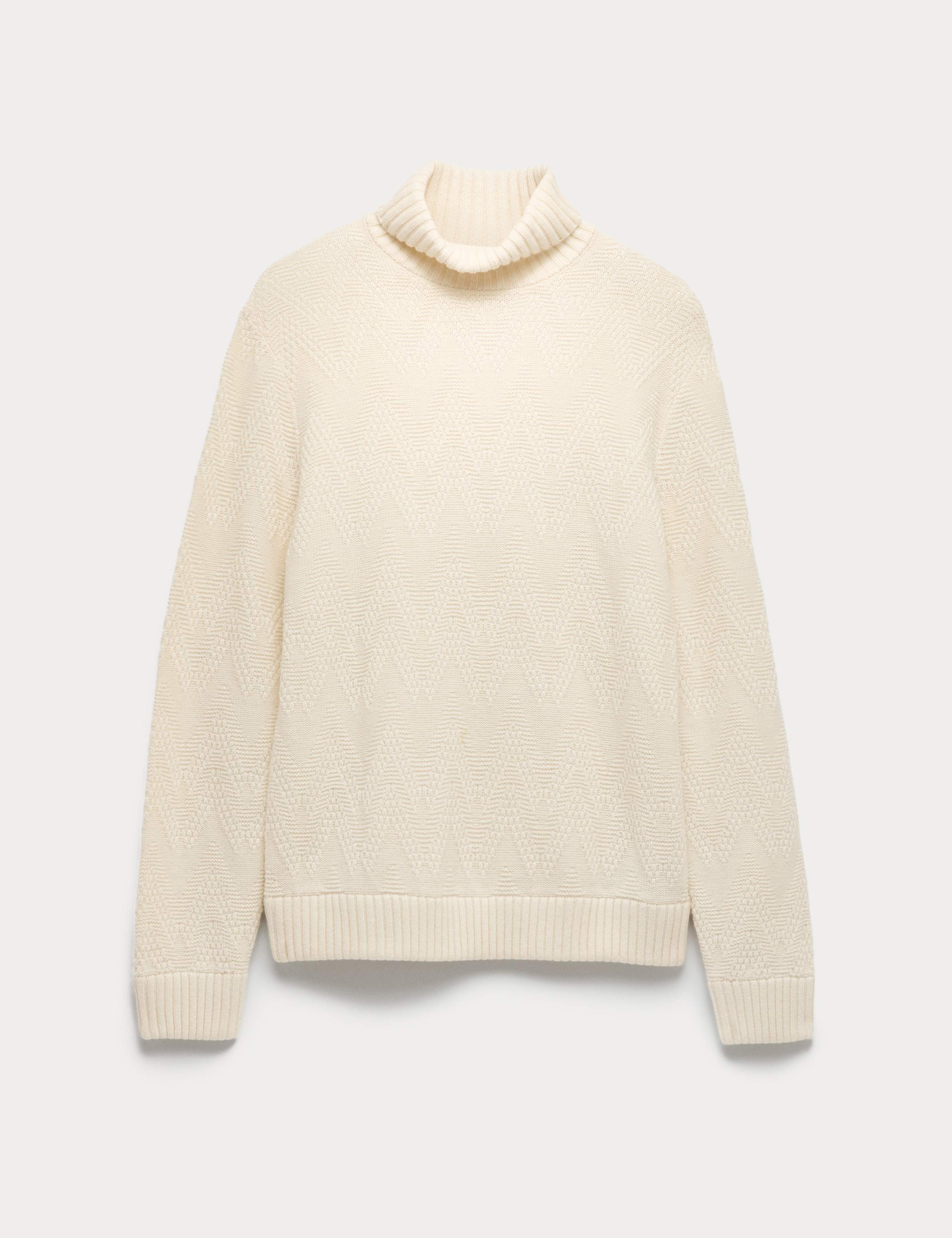 Wool Blend Textured Stitch Roll Neck Jumper 2 of 5