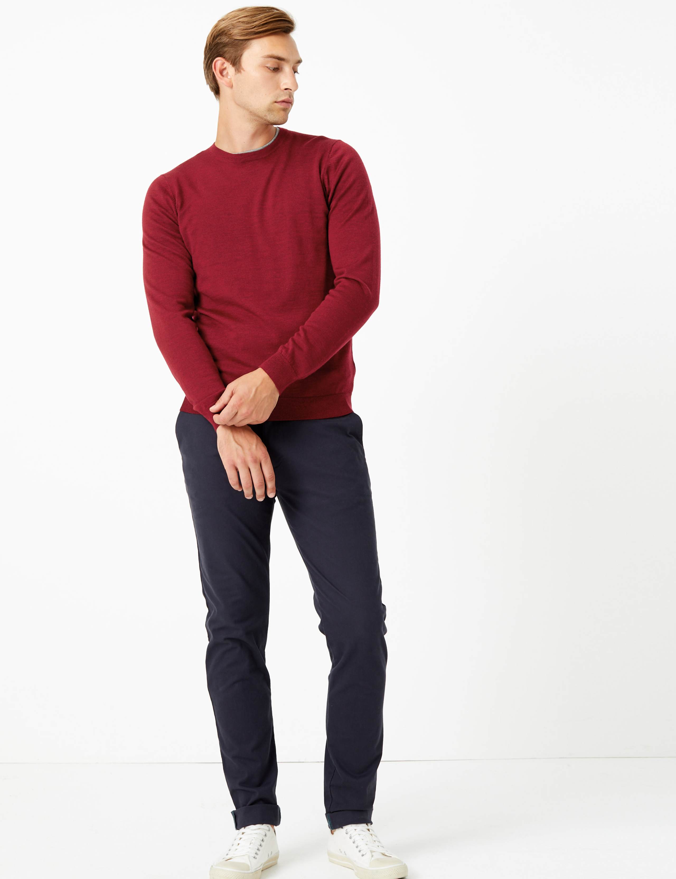 Pure Extra Fine Merino Wool Crew Neck Jumper 3 of 4