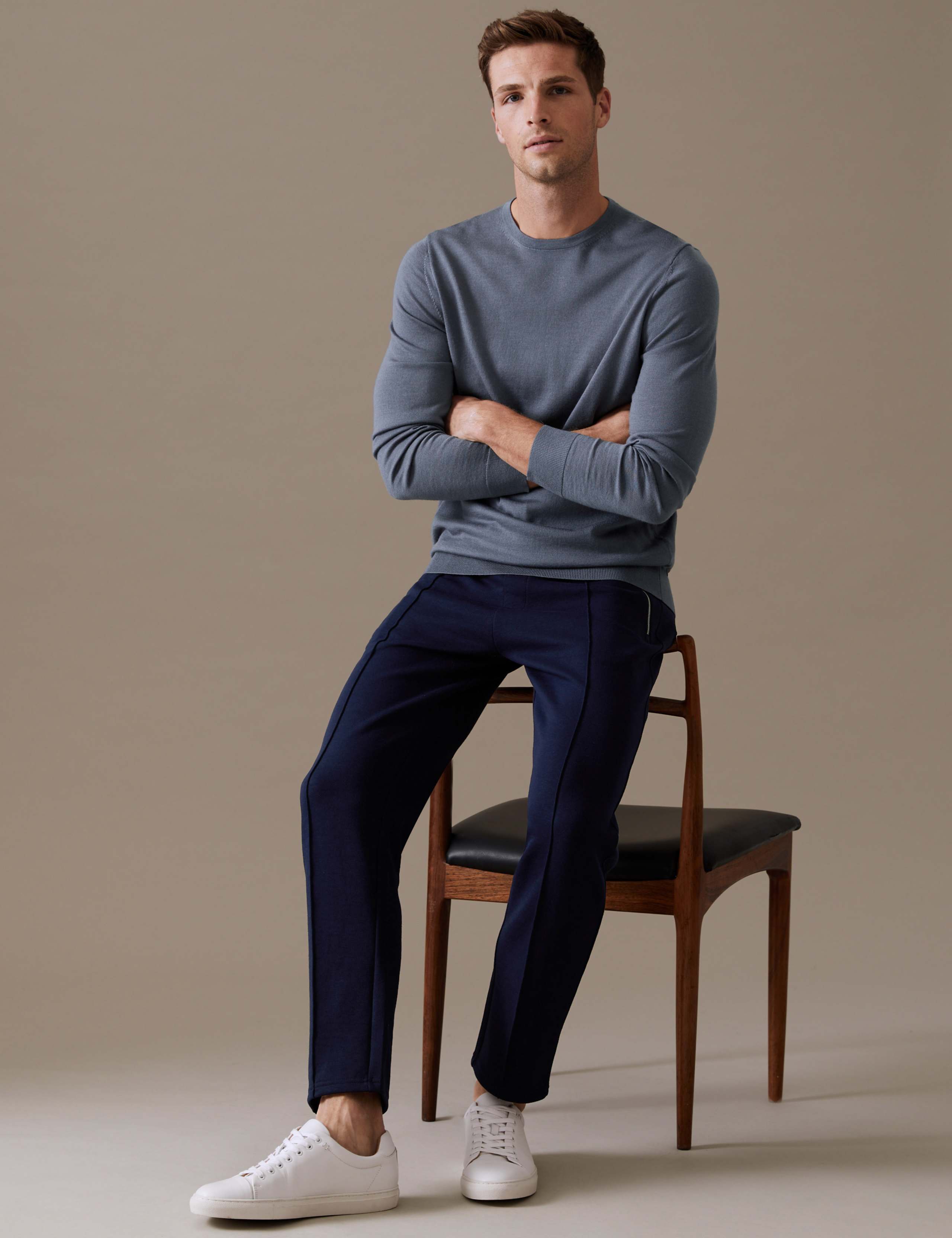 Pure Extra Fine Merino Wool Crew Neck Jumper 1 of 4