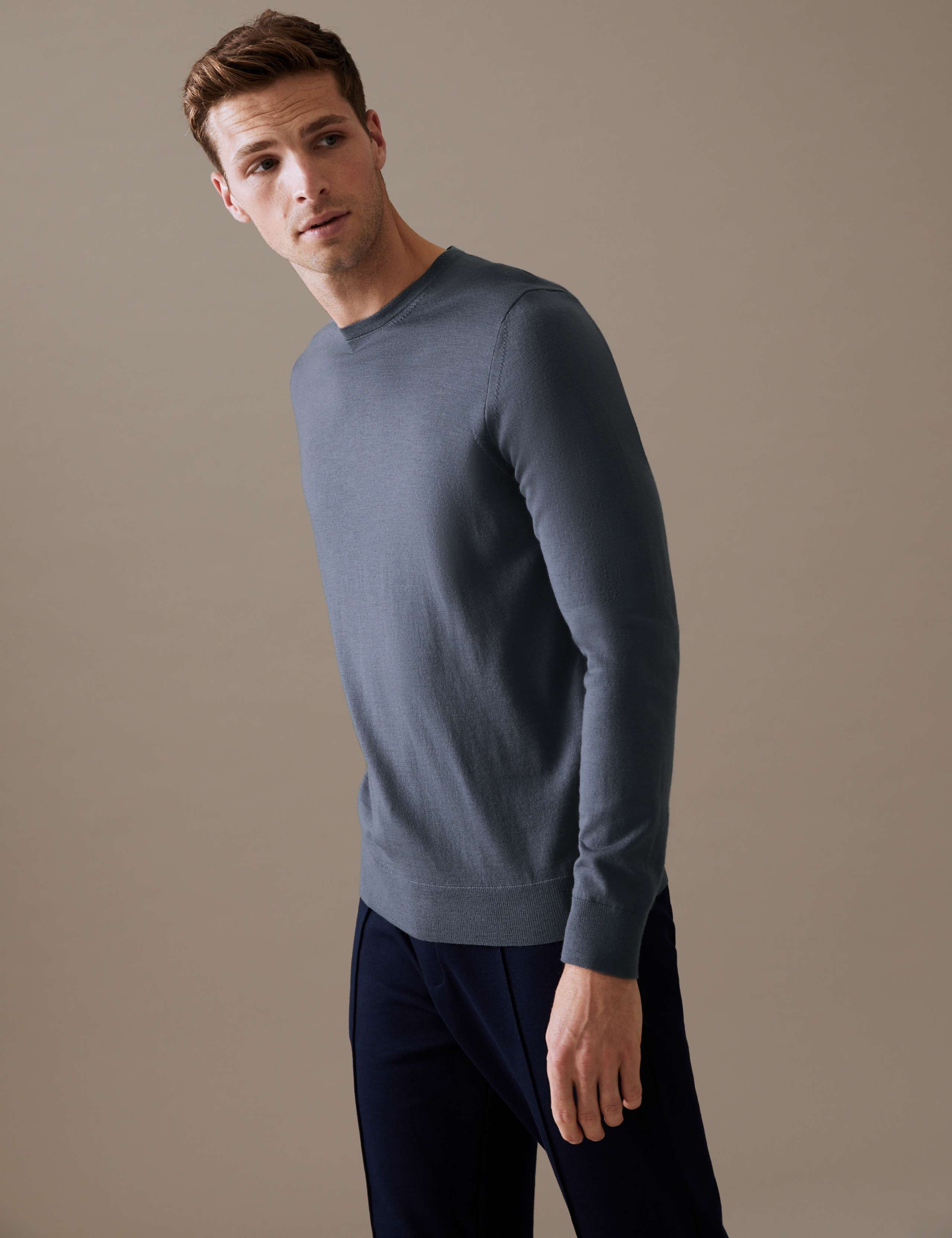Pure Extra Fine Merino Wool Crew Neck Jumper 3 of 4