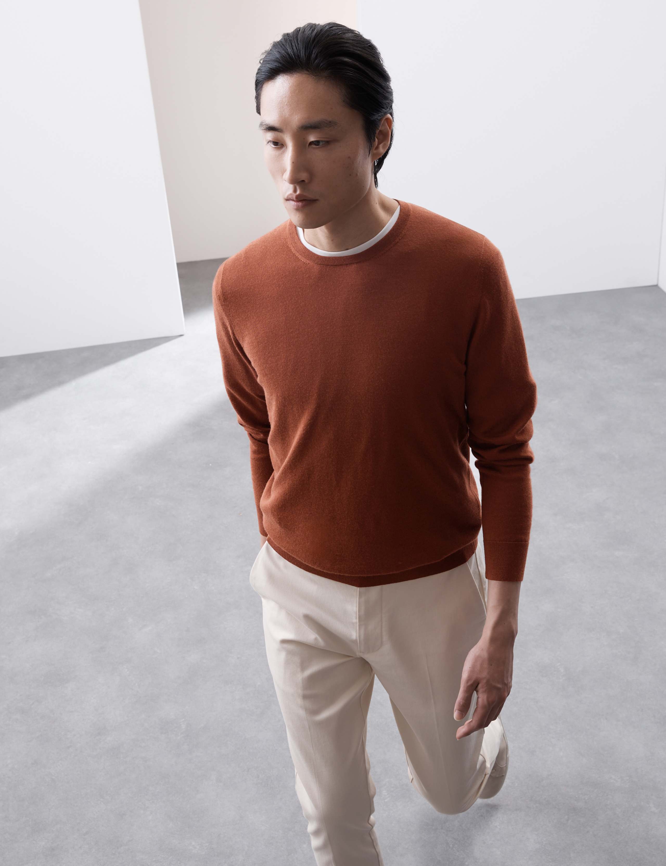 Pure Extra Fine Merino Wool Crew Neck Jumper 1 of 6