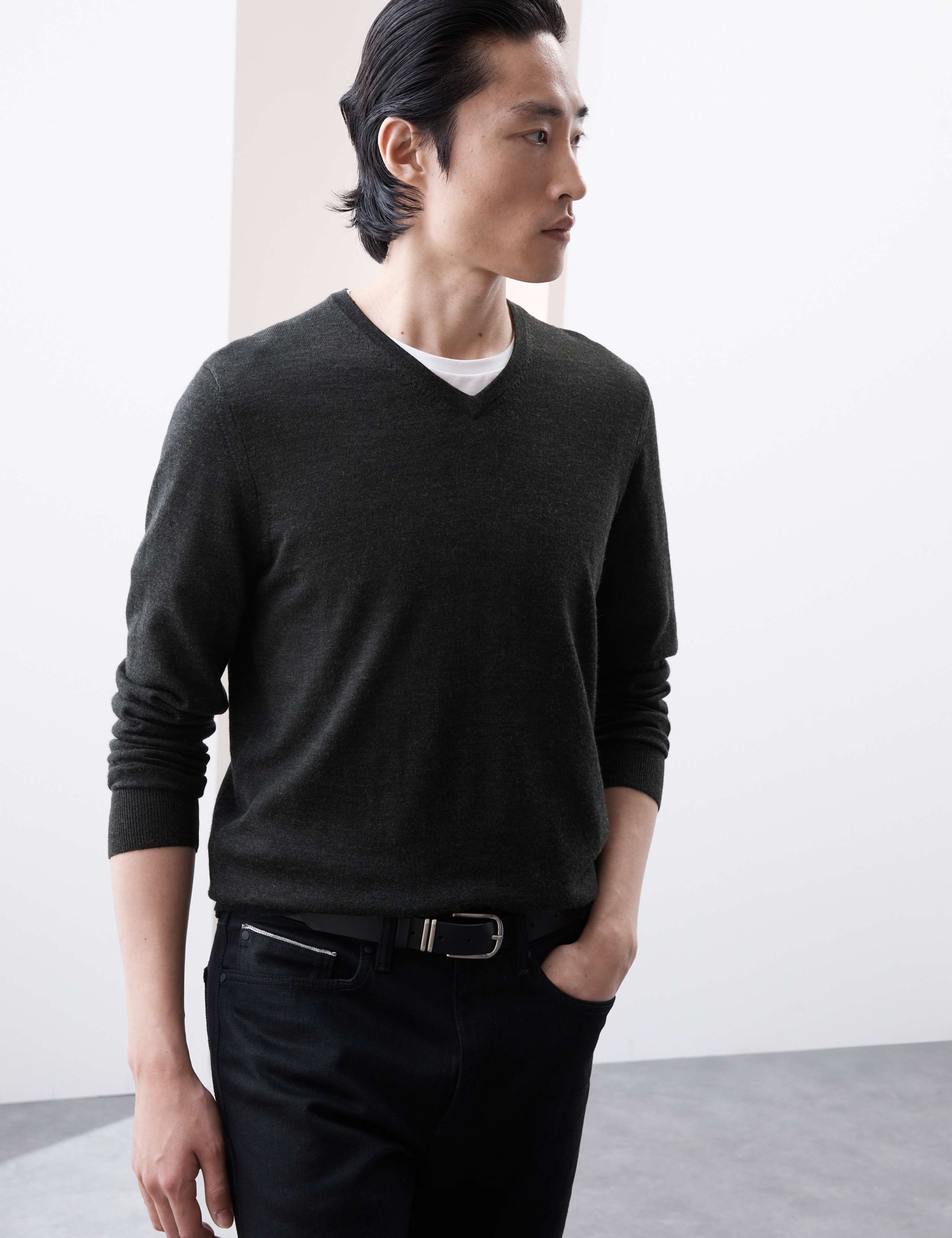 Pure Extra Fine Merino Wool V-Neck Jumper 4 of 6