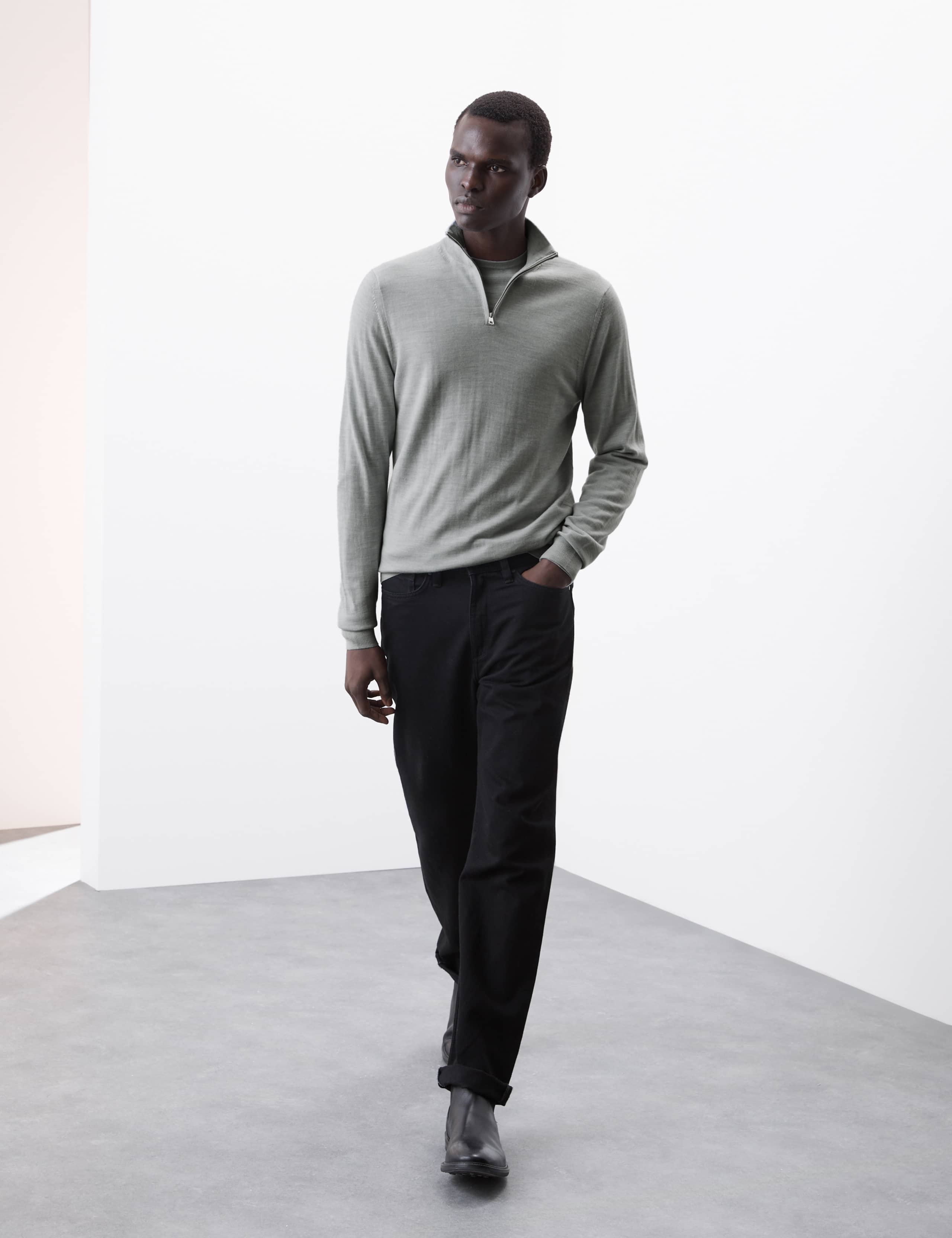 Pure Extra Fine Merino Wool Half Zip Jumper 3 of 6