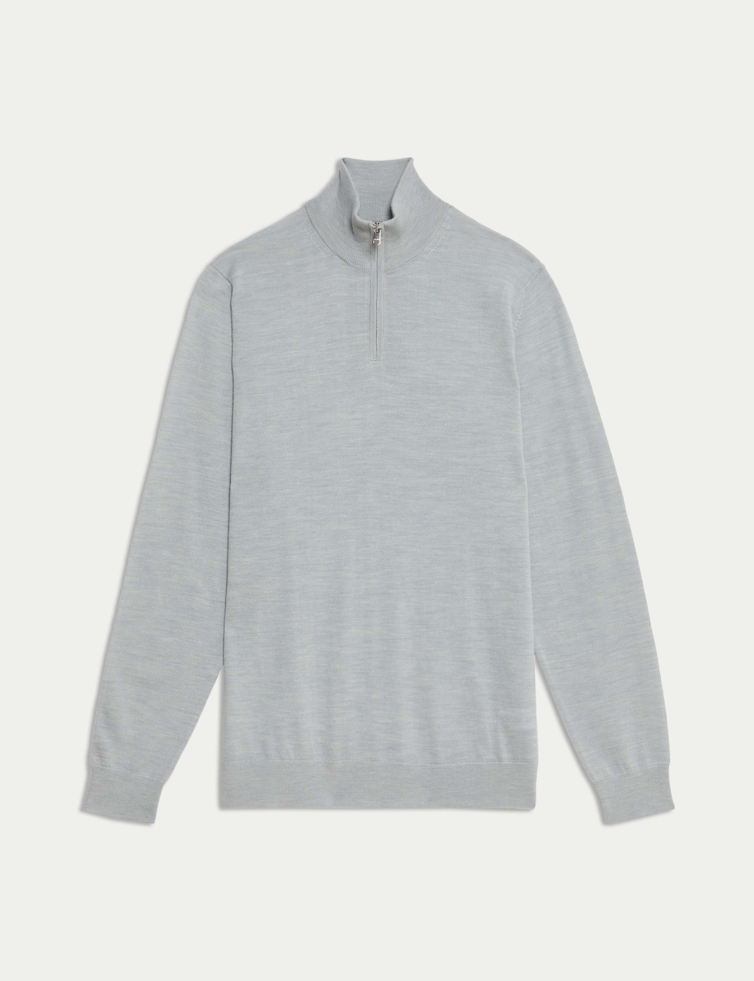 Pure Extra Fine Merino Wool Half Zip Jumper 2 of 6
