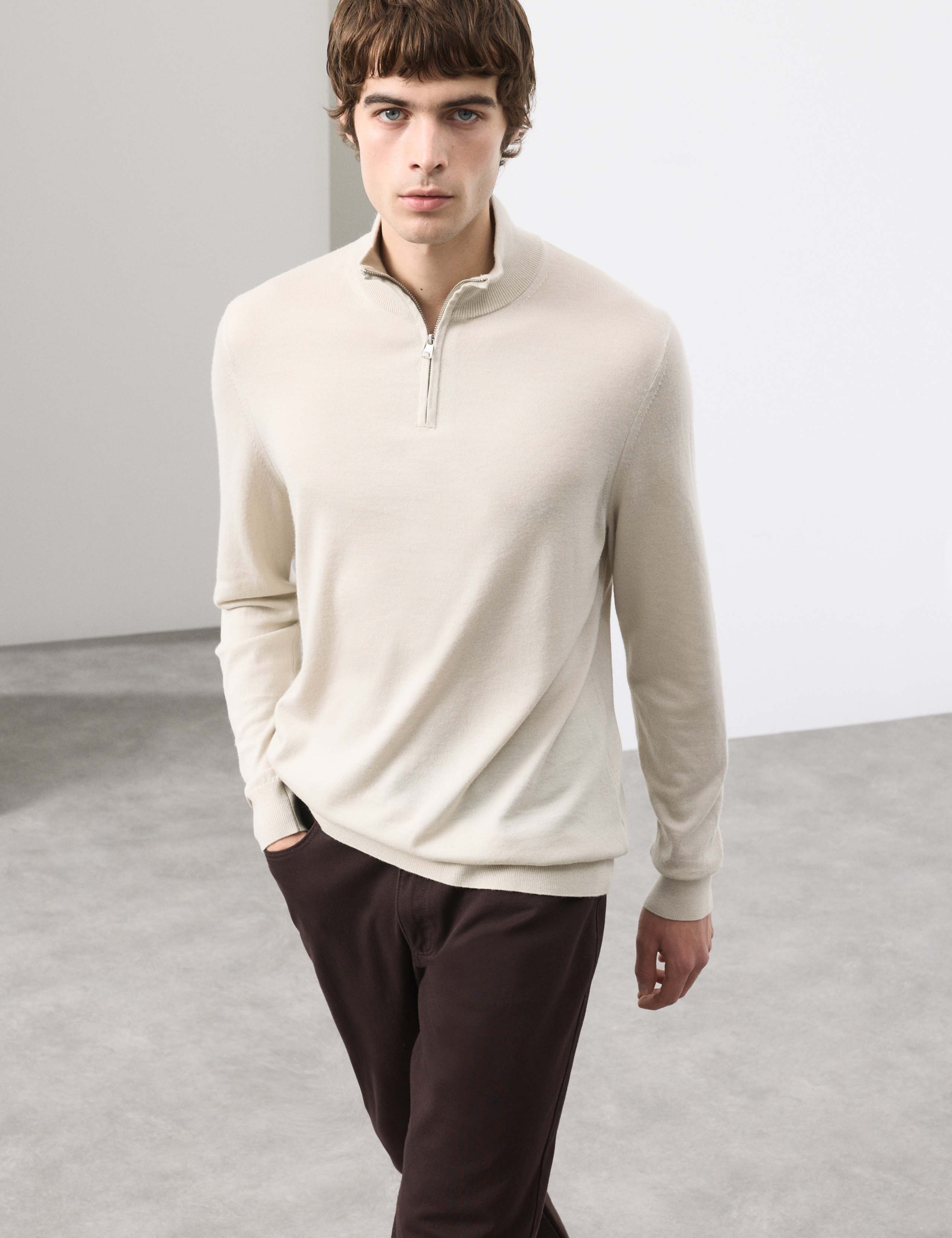 Pure Extra Fine Merino Wool Half Zip Jumper 3 of 7