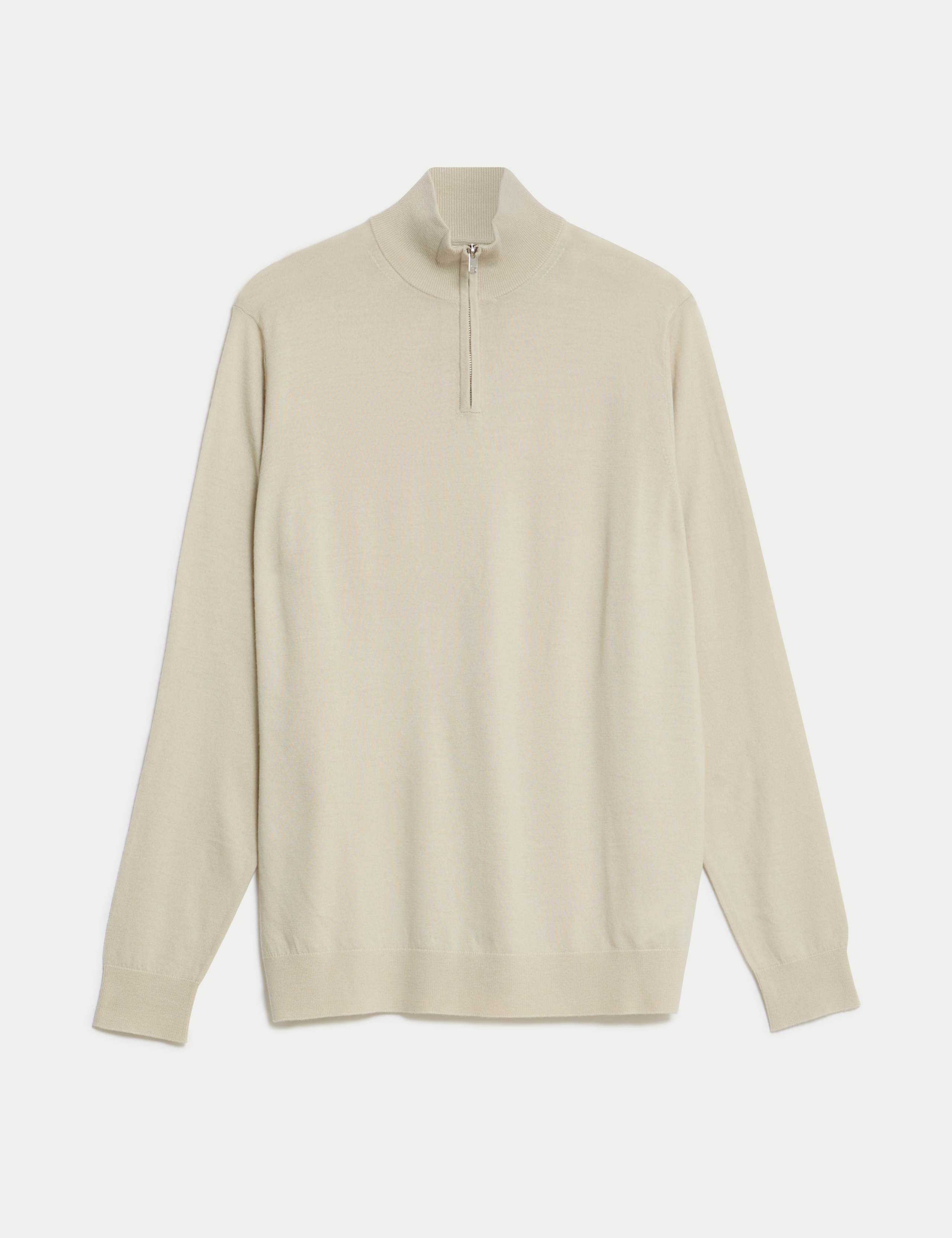 Pure Extra Fine Merino Wool Half Zip Jumper 2 of 7