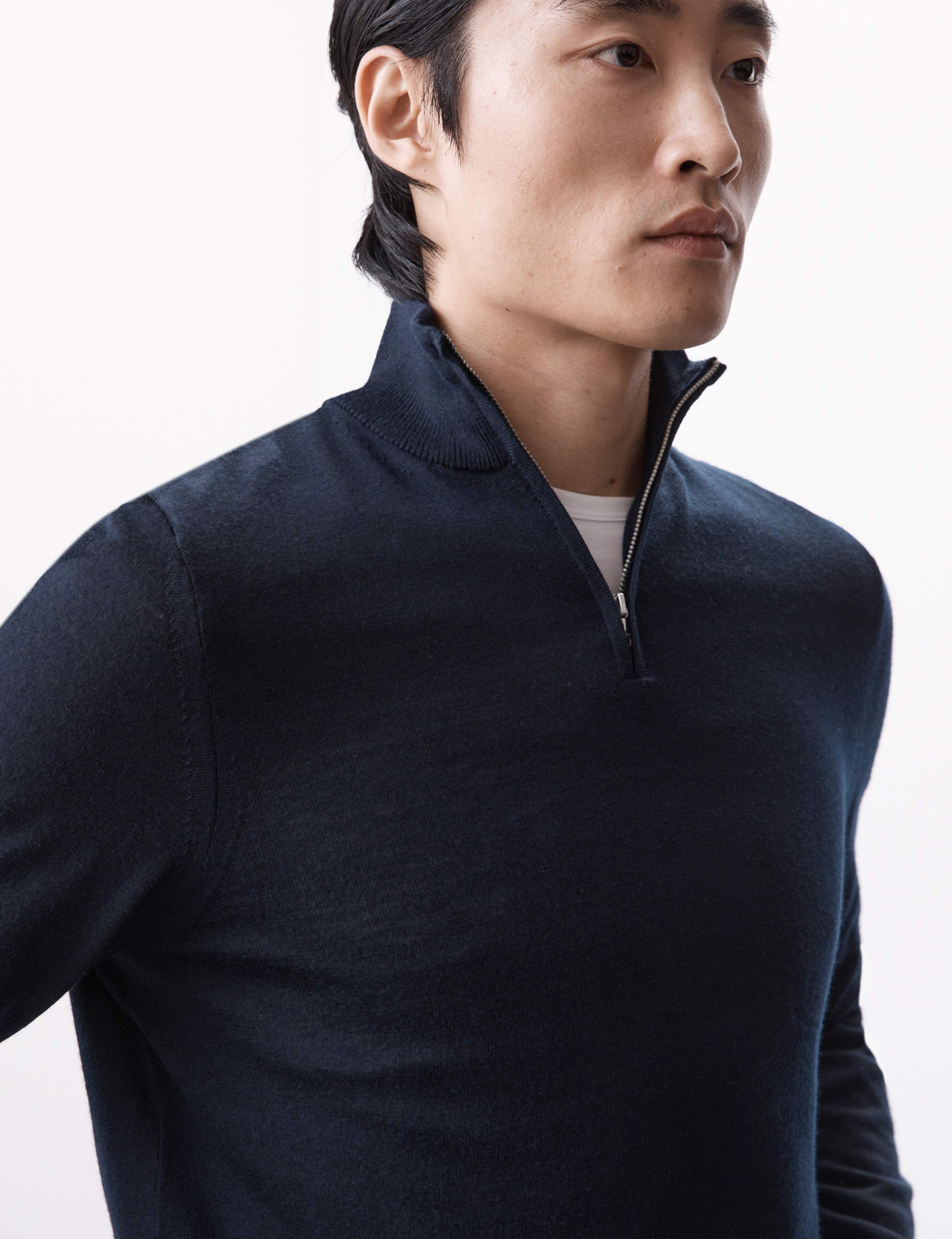 Pure Extra Fine Merino Wool Half Zip Jumper 3 of 7