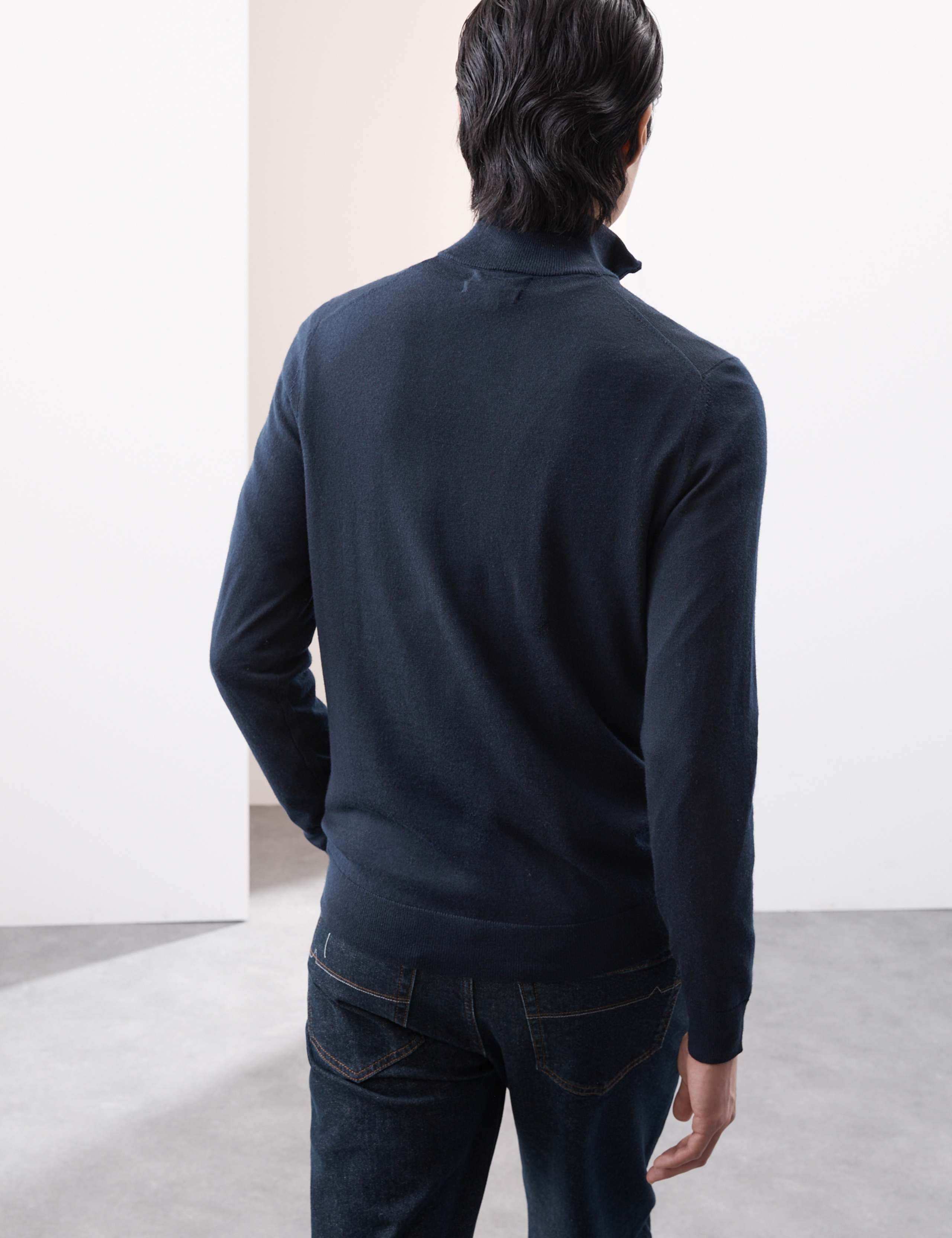Pure Extra Fine Merino Wool Half Zip Jumper 4 of 7