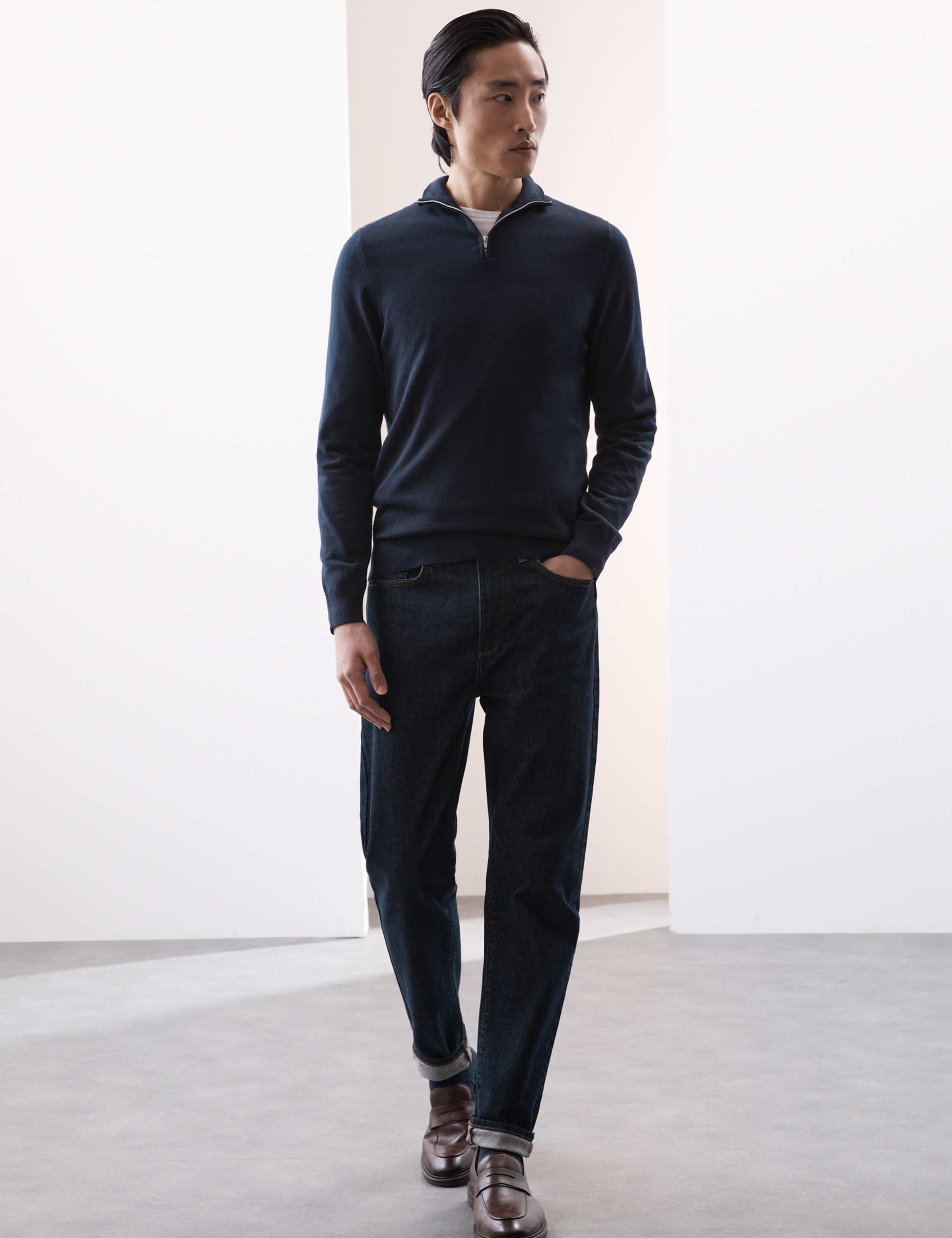Pure Extra Fine Merino Wool Half Zip Jumper 6 of 7