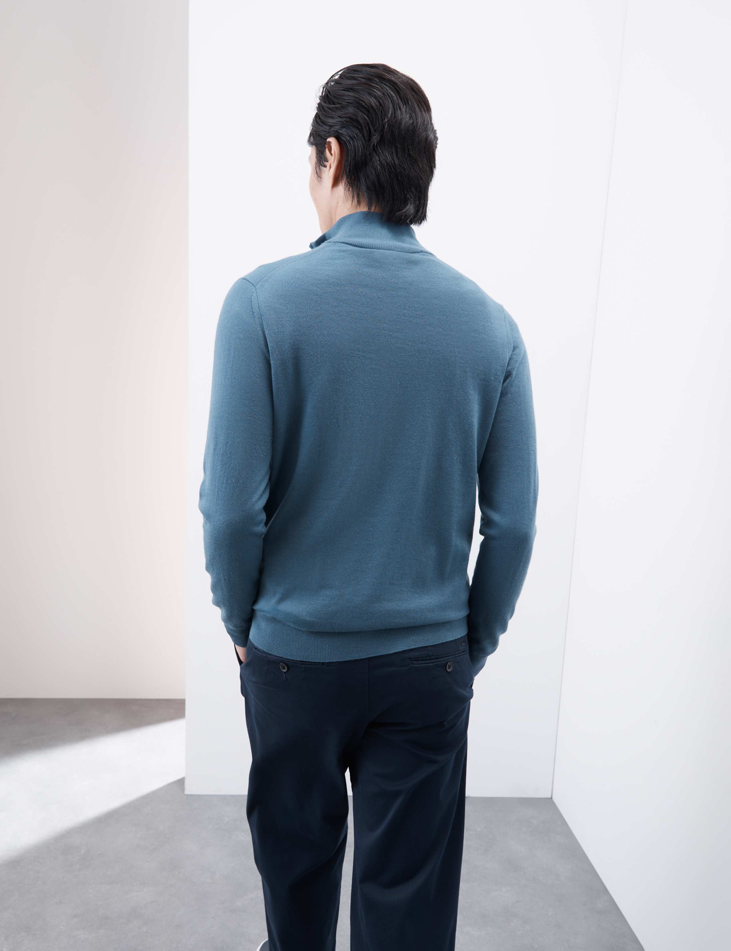 Pure Extra Fine Merino Wool Half Zip Jumper 4 of 5