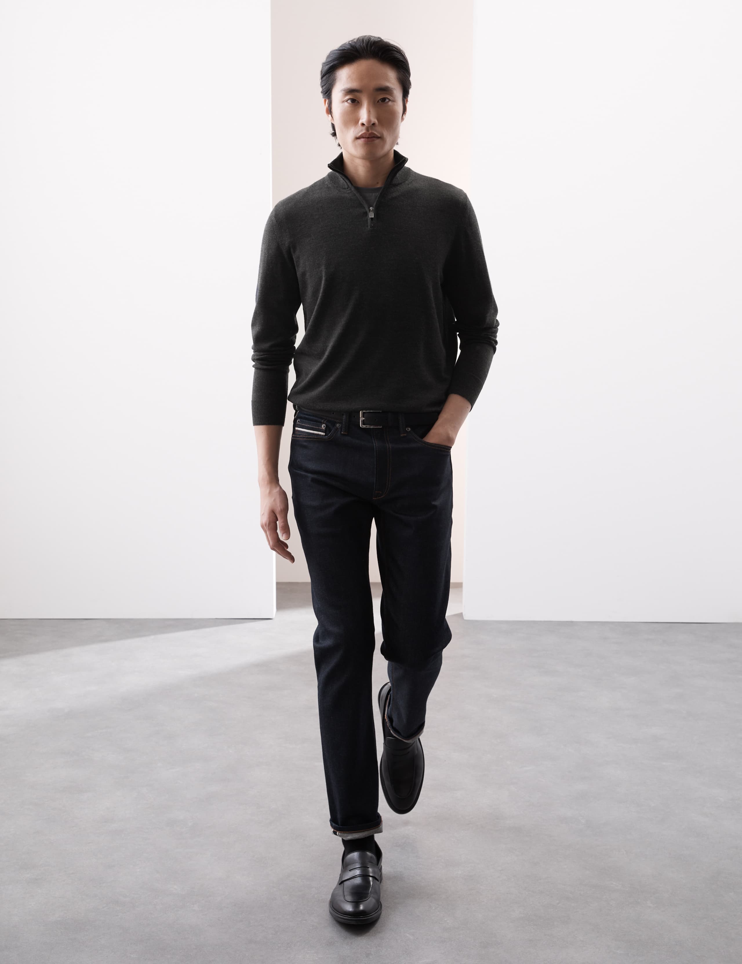 Pure Extra Fine Merino Wool Half Zip Jumper 3 of 5