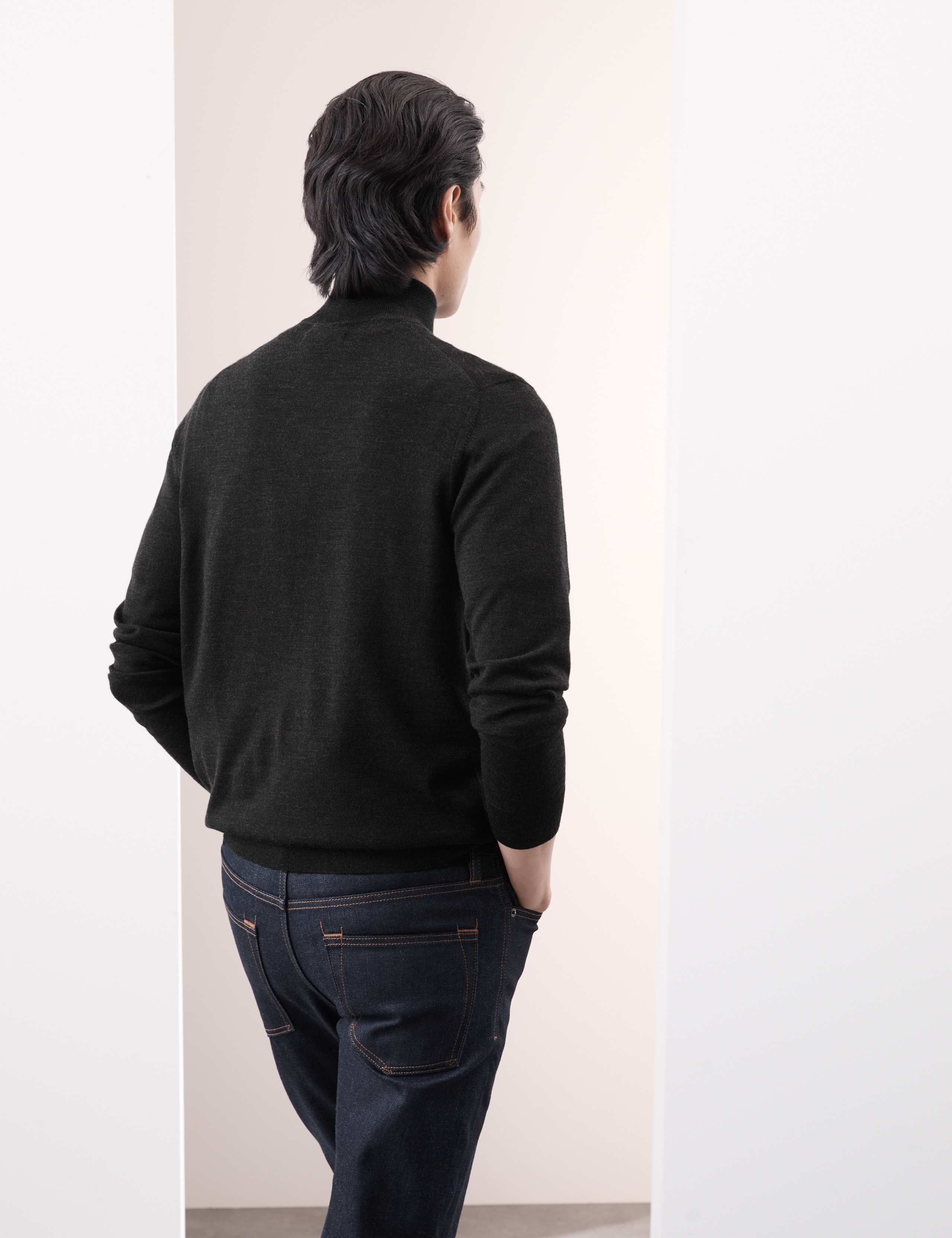Pure Extra Fine Merino Wool Half Zip Jumper 4 of 5