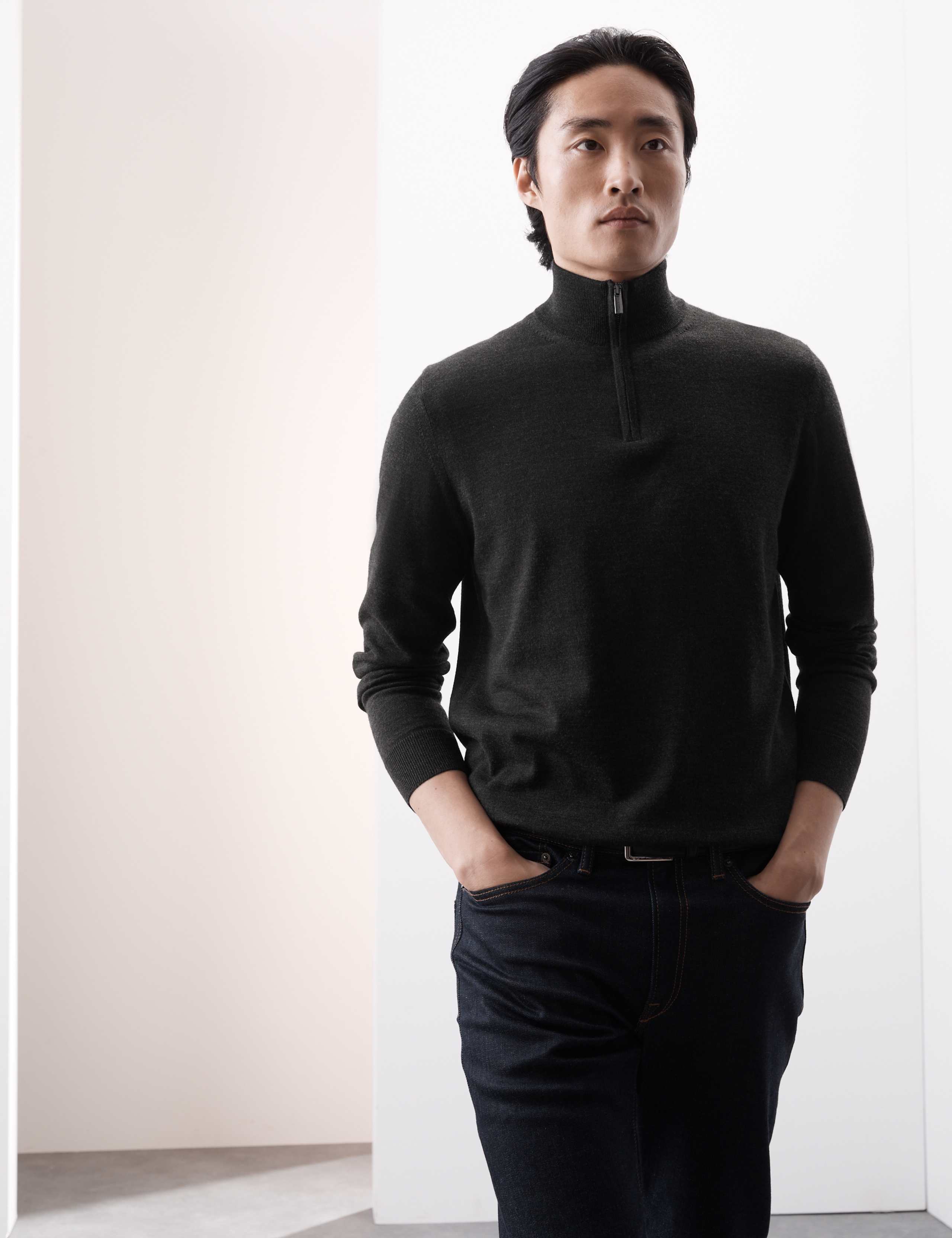 Pure Extra Fine Merino Wool Half Zip Jumper 5 of 5