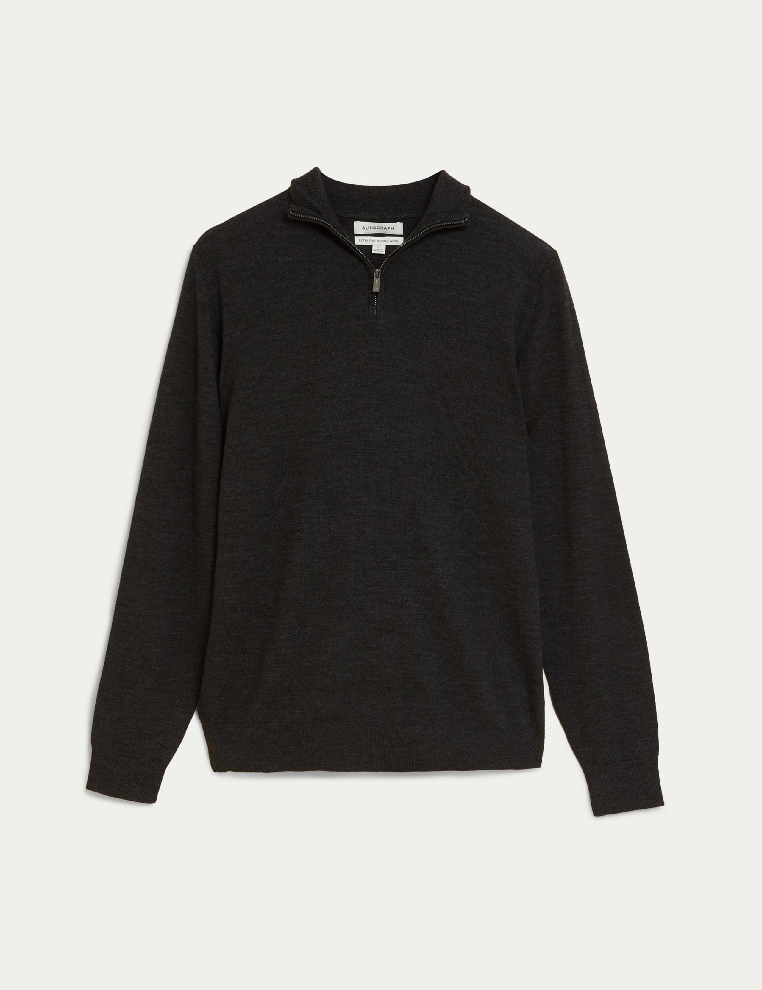 Pure Extra Fine Merino Wool Half Zip Jumper 2 of 5
