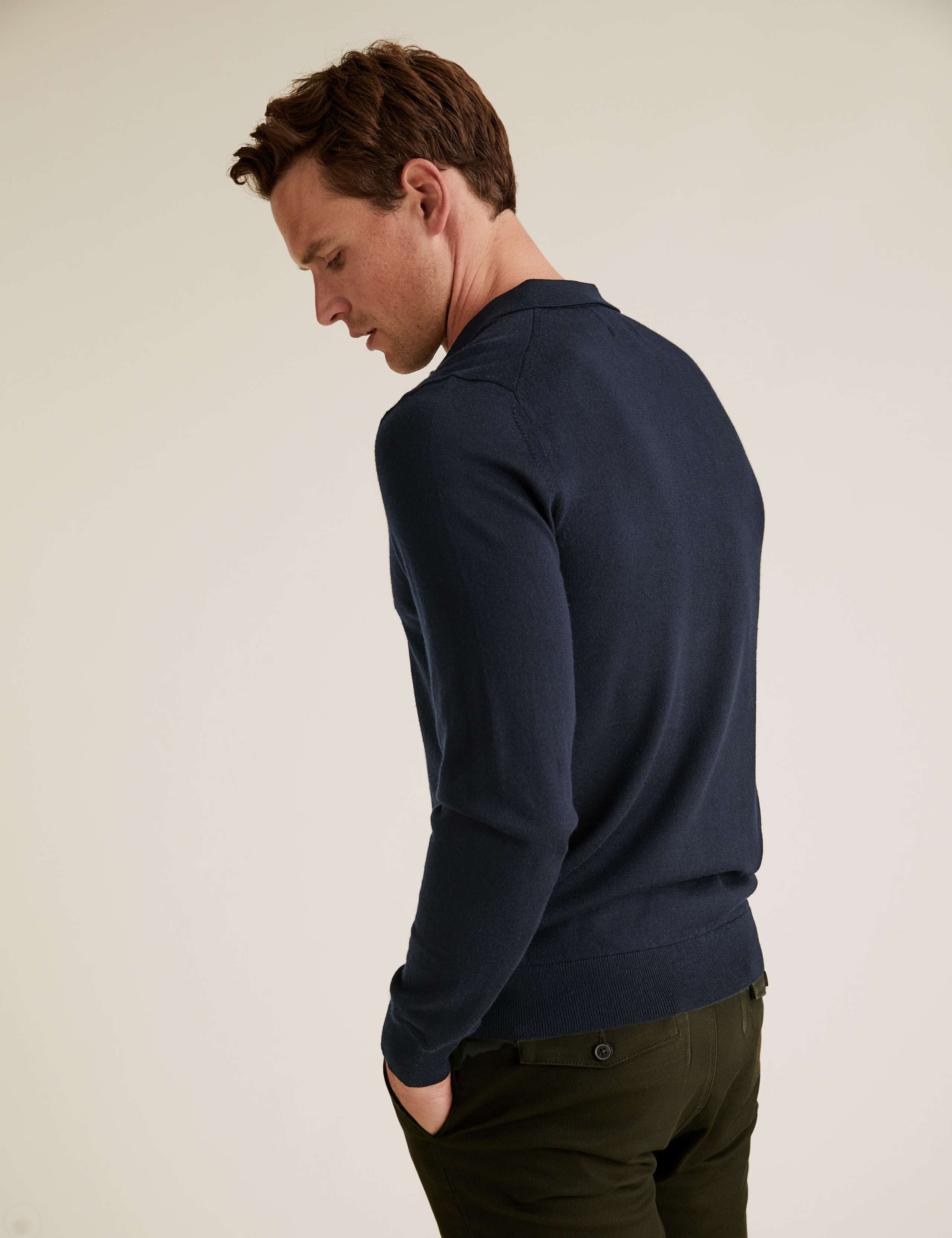 Pure Extra Fine Merino Knitted Polo Shirt 4 of 5