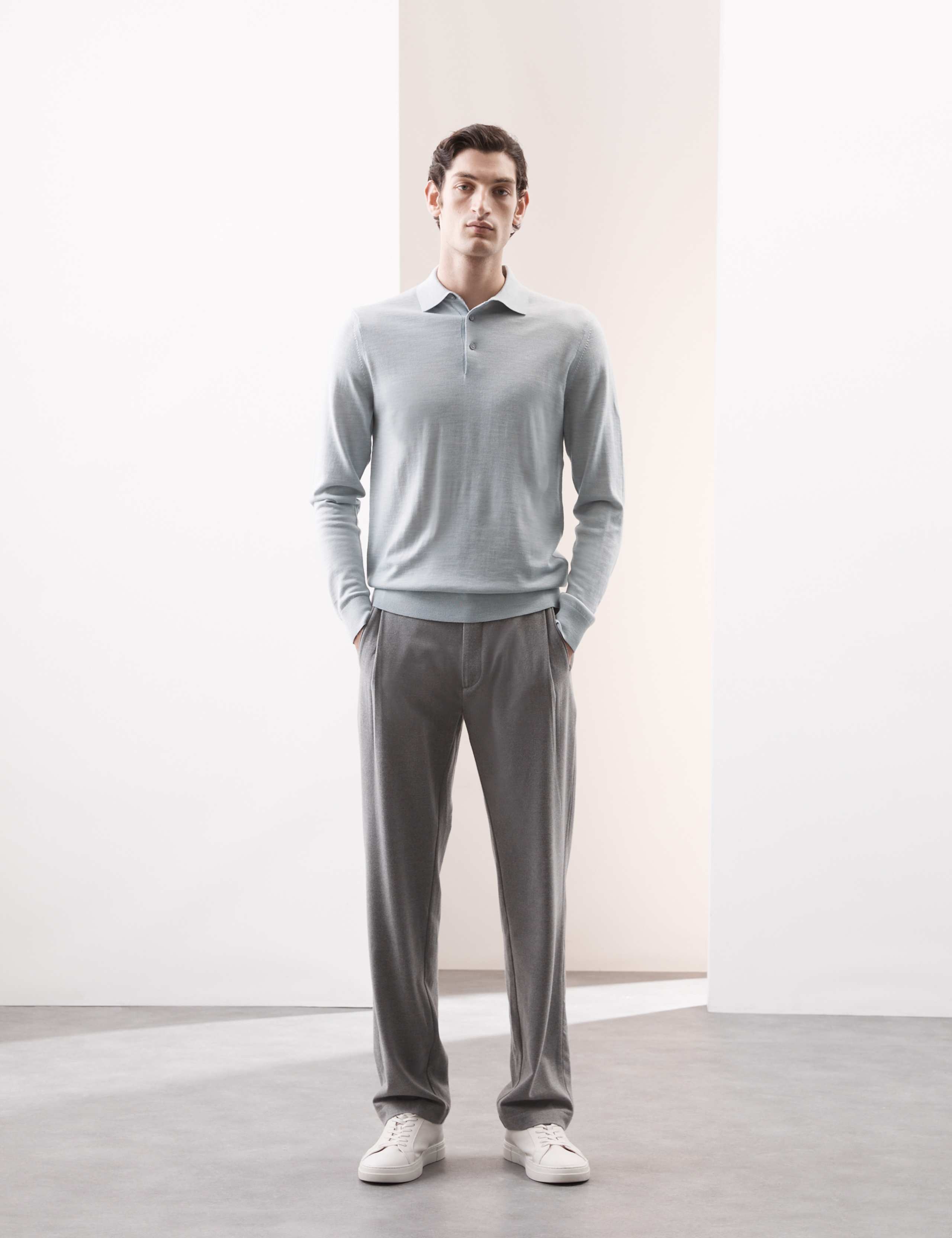 Pure Extra Fine Merino Wool Knitted Polo Shirt 4 of 7