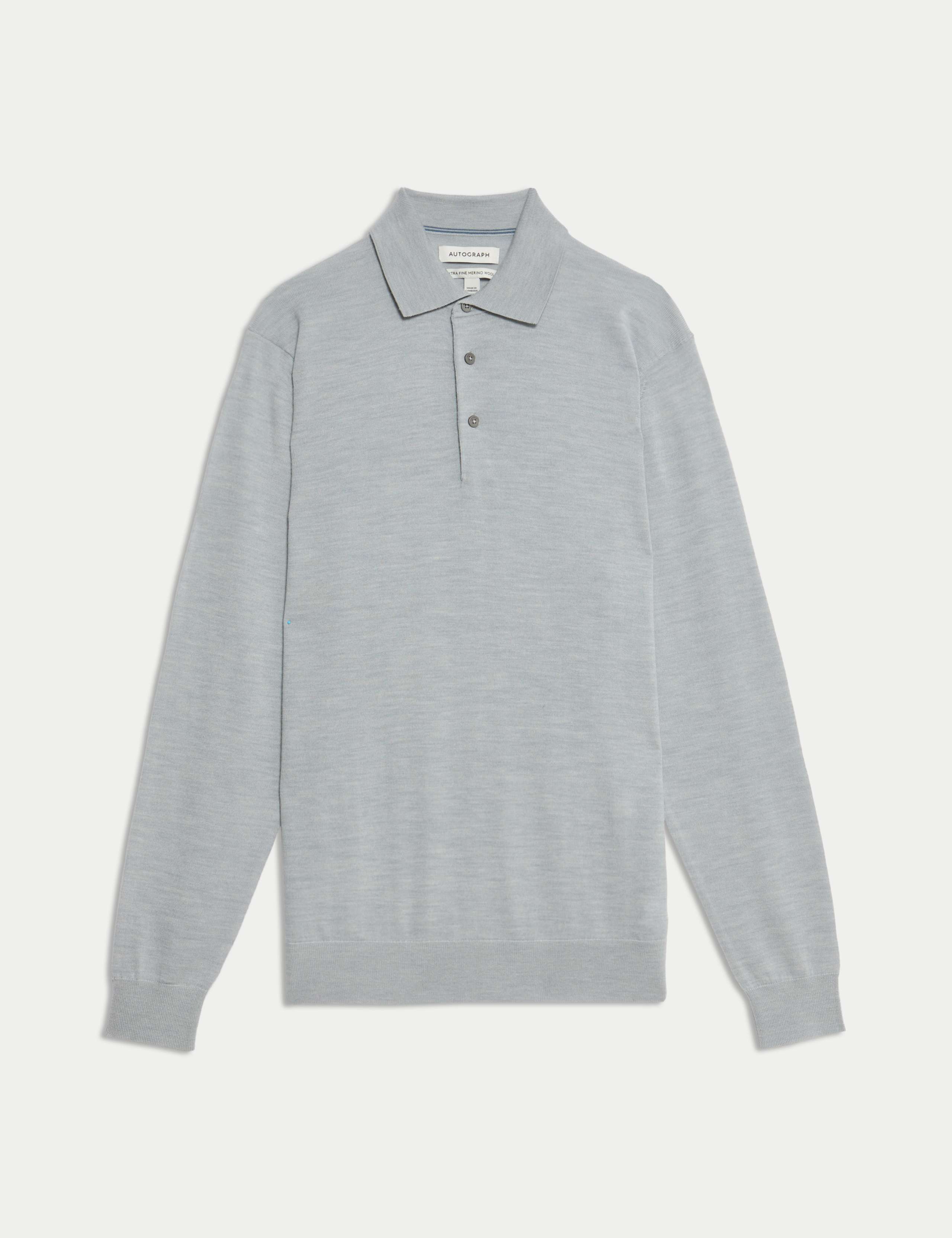 Pure Extra Fine Merino Wool Knitted Polo Shirt 2 of 7
