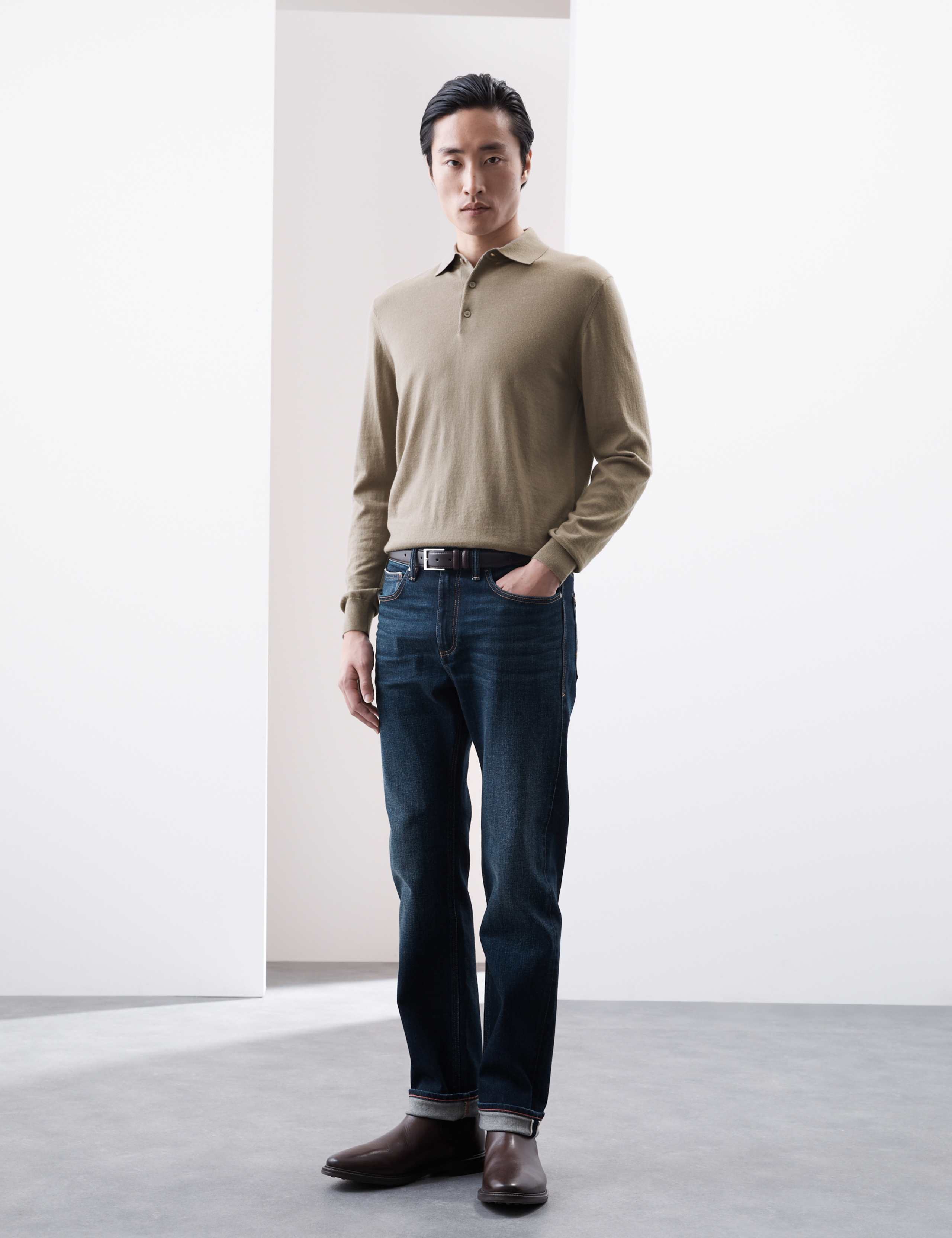 Pure Extra Fine Merino Wool Knitted Polo Shirt 3 of 5