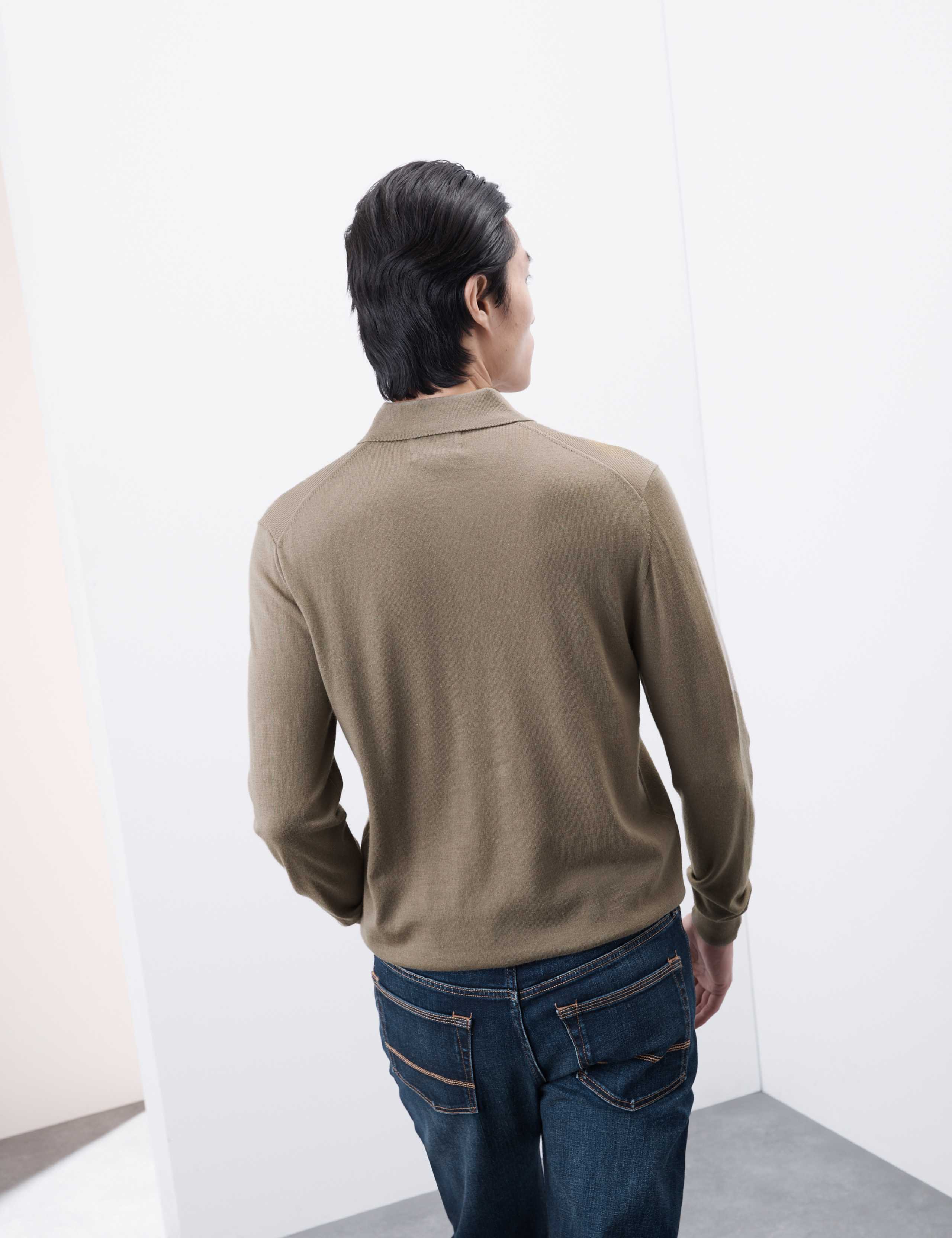 Pure Extra Fine Merino Wool Knitted Polo Shirt 4 of 5