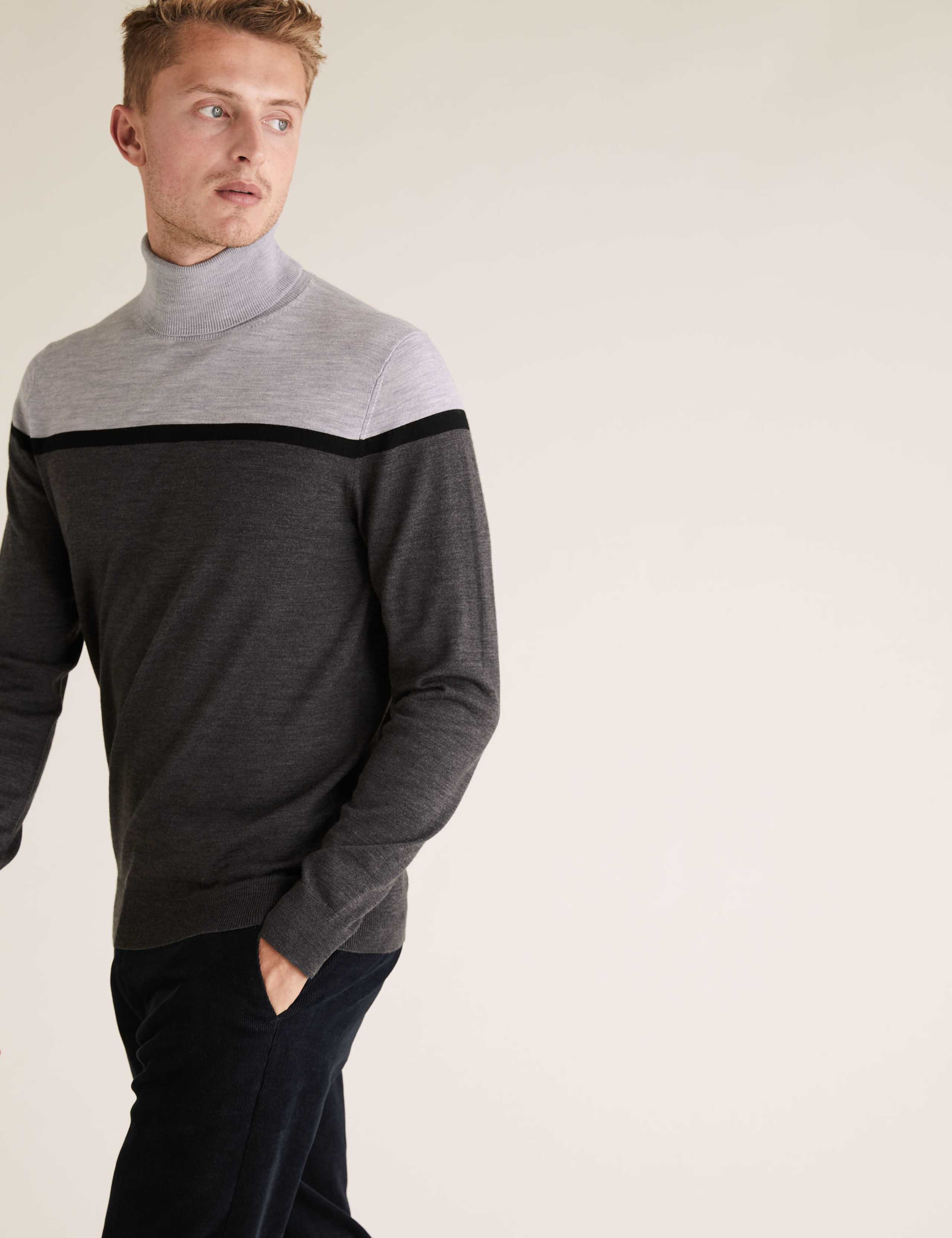 Pure Extra Fine Merino Roll Neck Jumper 1 of 5