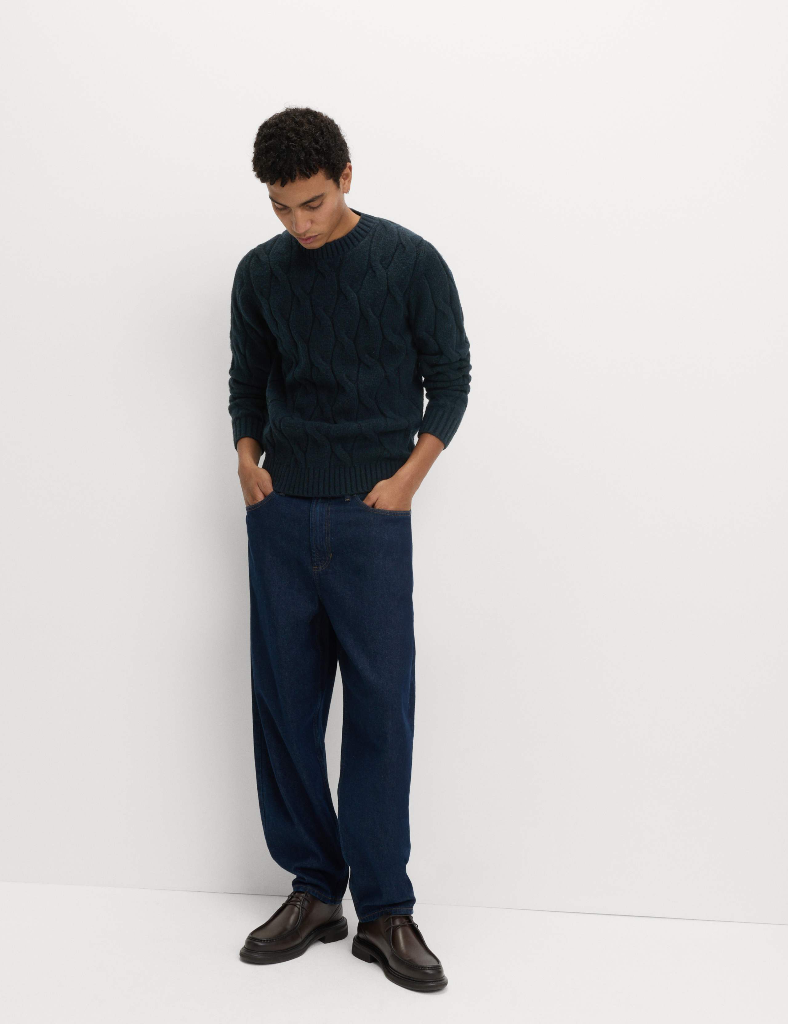 Cable Crew Neck Jumper with Wool 4 of 5