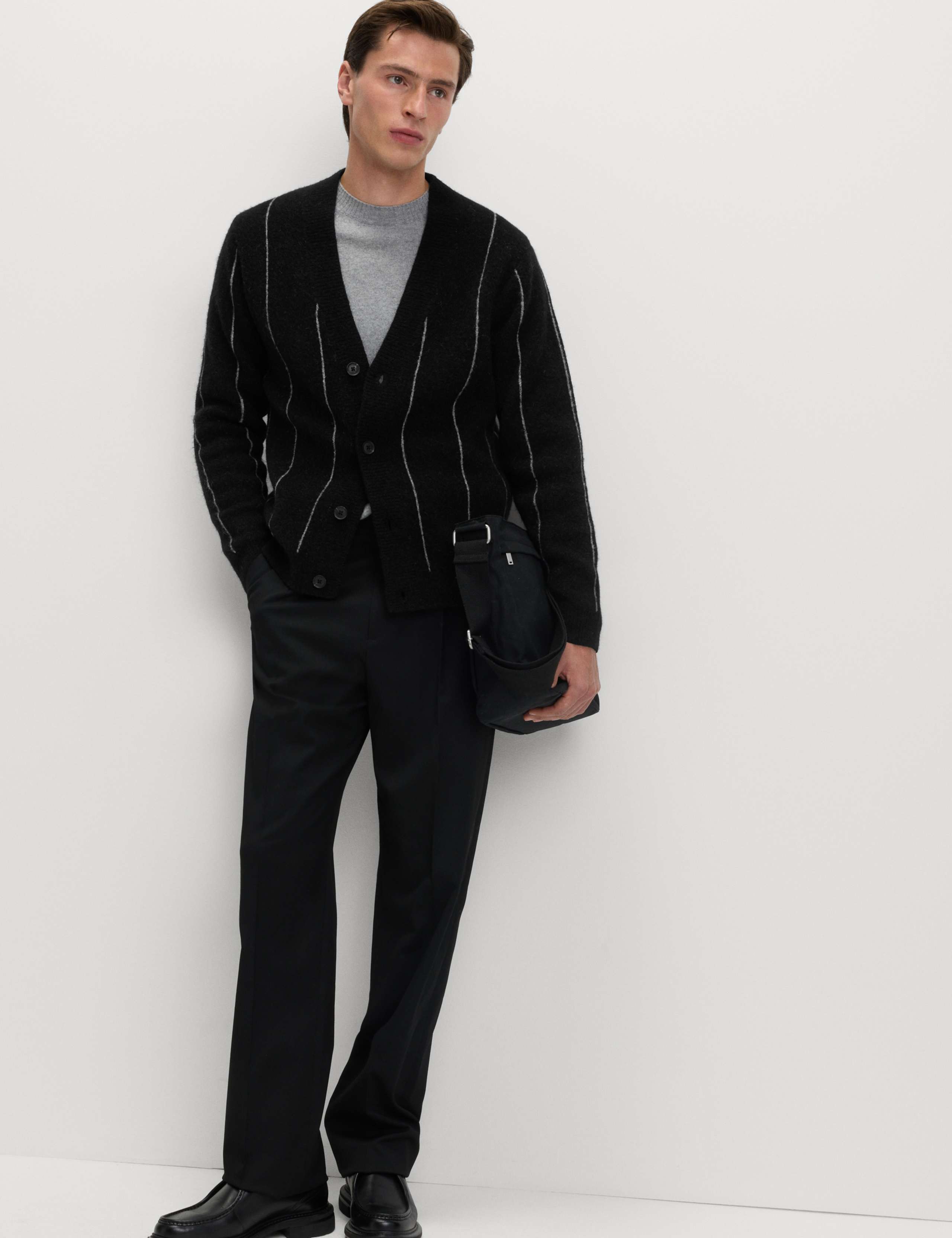 Striped V-Neck Cardigan with Wool 3 of 6