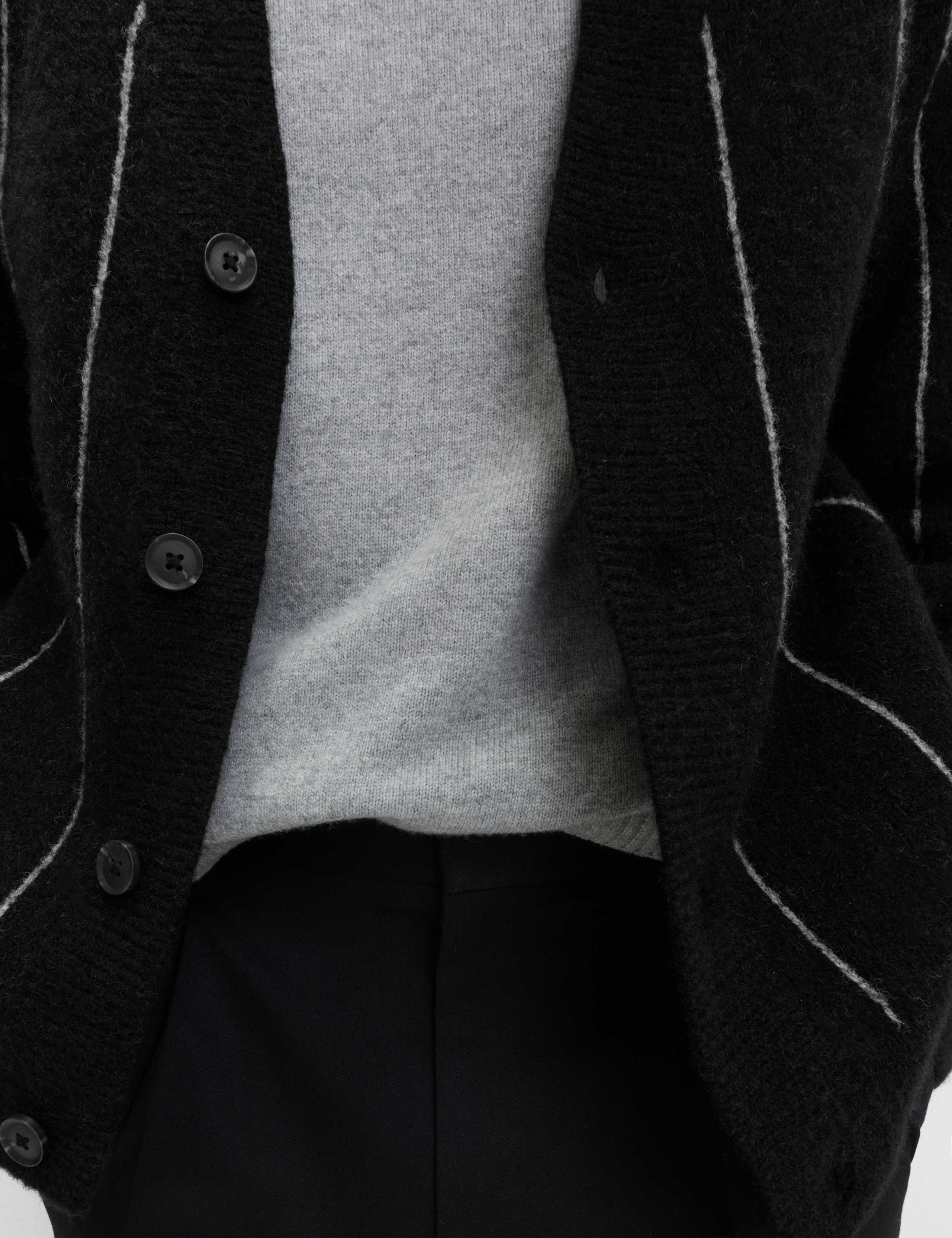 Striped V-Neck Cardigan with Wool 4 of 6