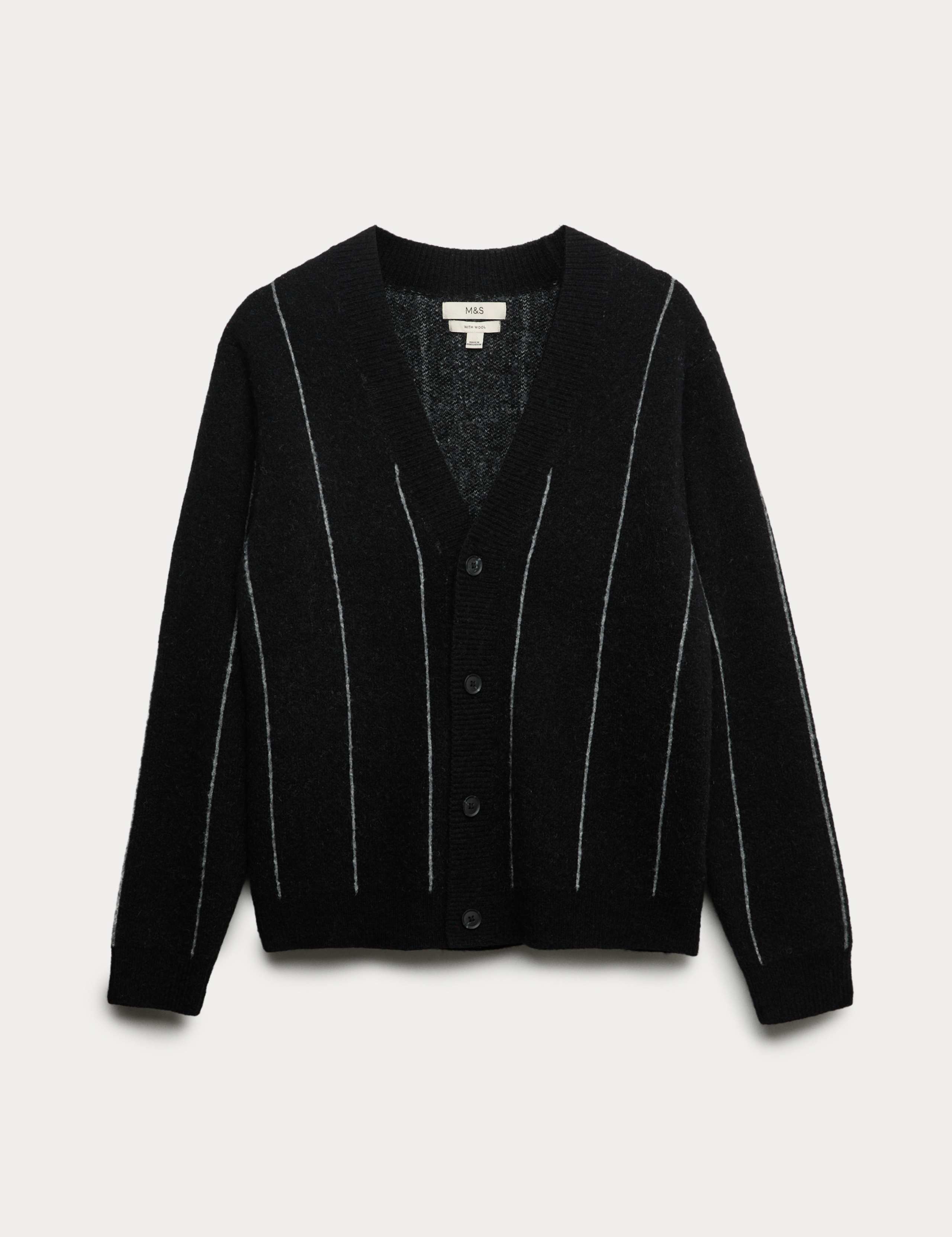 Striped V-Neck Cardigan with Wool 2 of 6