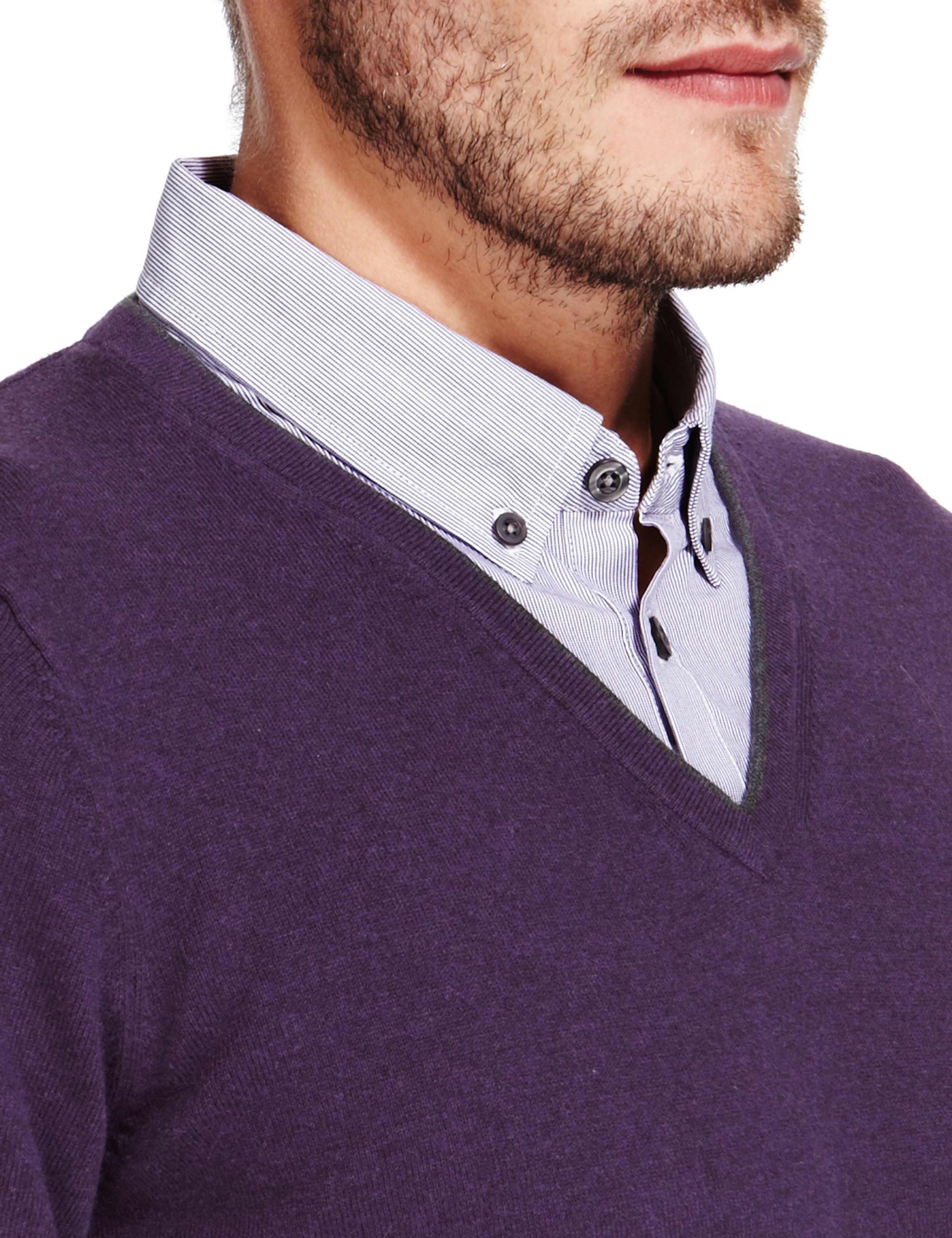 Cotton Rich Mock Layered Shirt Jumper 5 of 5