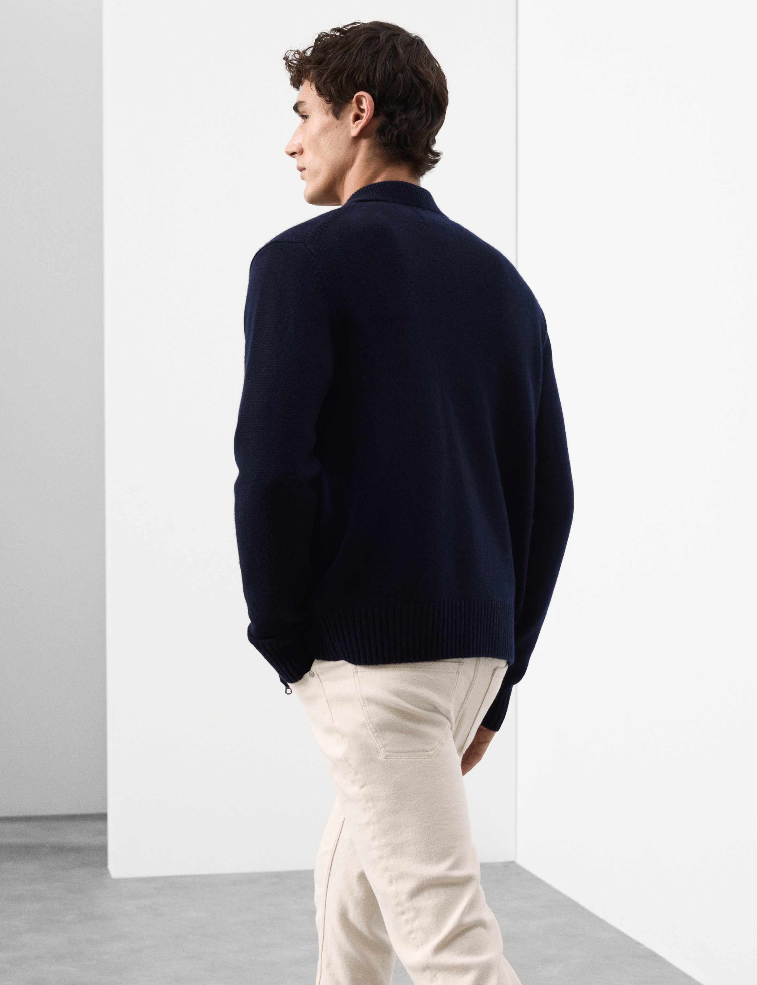 Cashmere and Wool Blend Collared Knitted Jacket 3 of 6