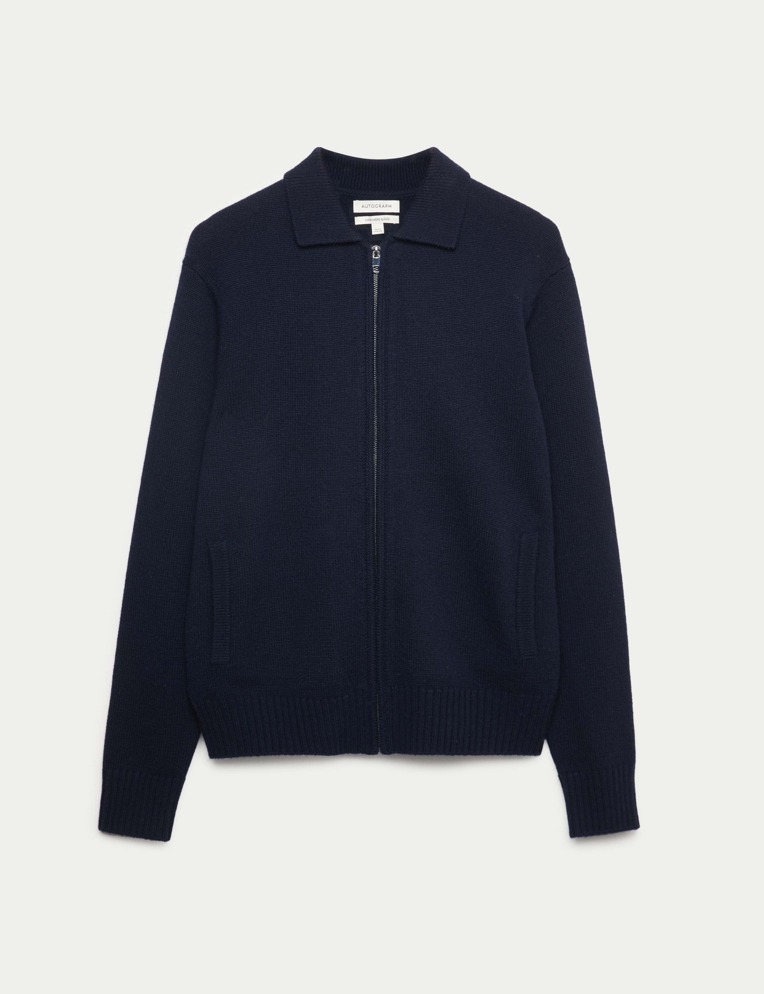 Cashmere and Wool Blend Collared Knitted Jacket 2 of 6