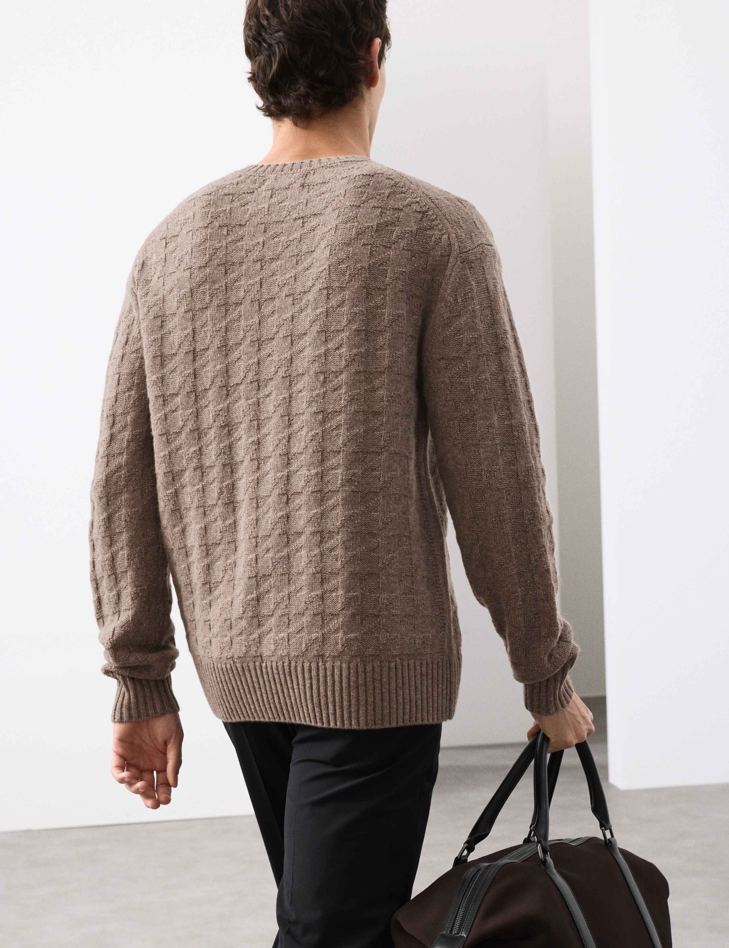 Cashmere Blend Textured Crew Neck Jumper 4 of 6