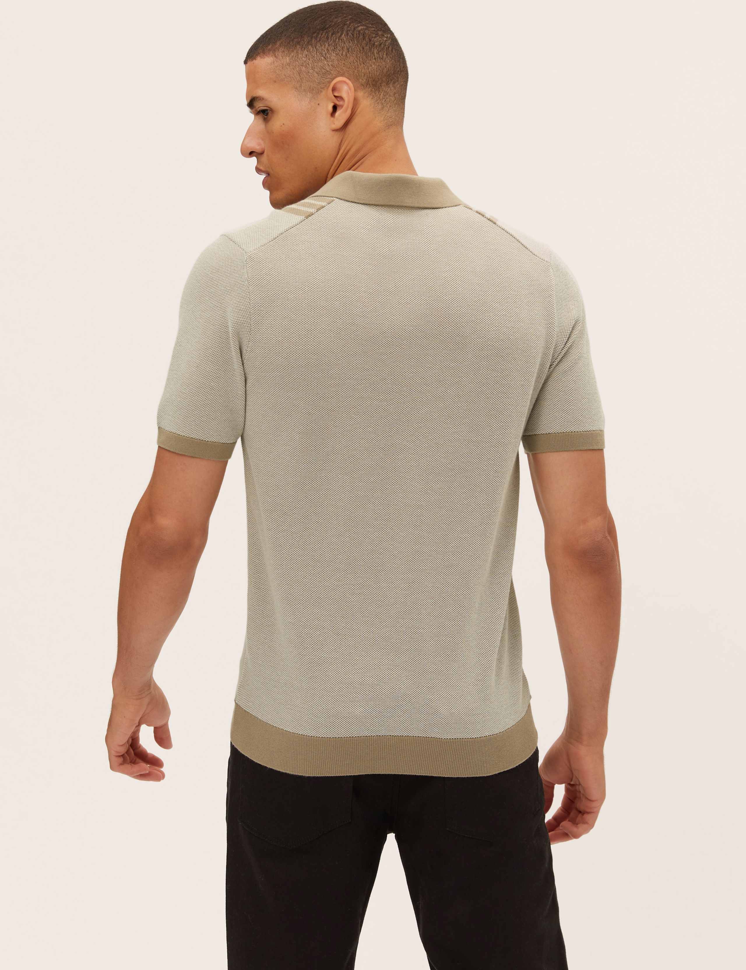 Cotton Rich Striped Knitted Polo Shirt 5 of 5