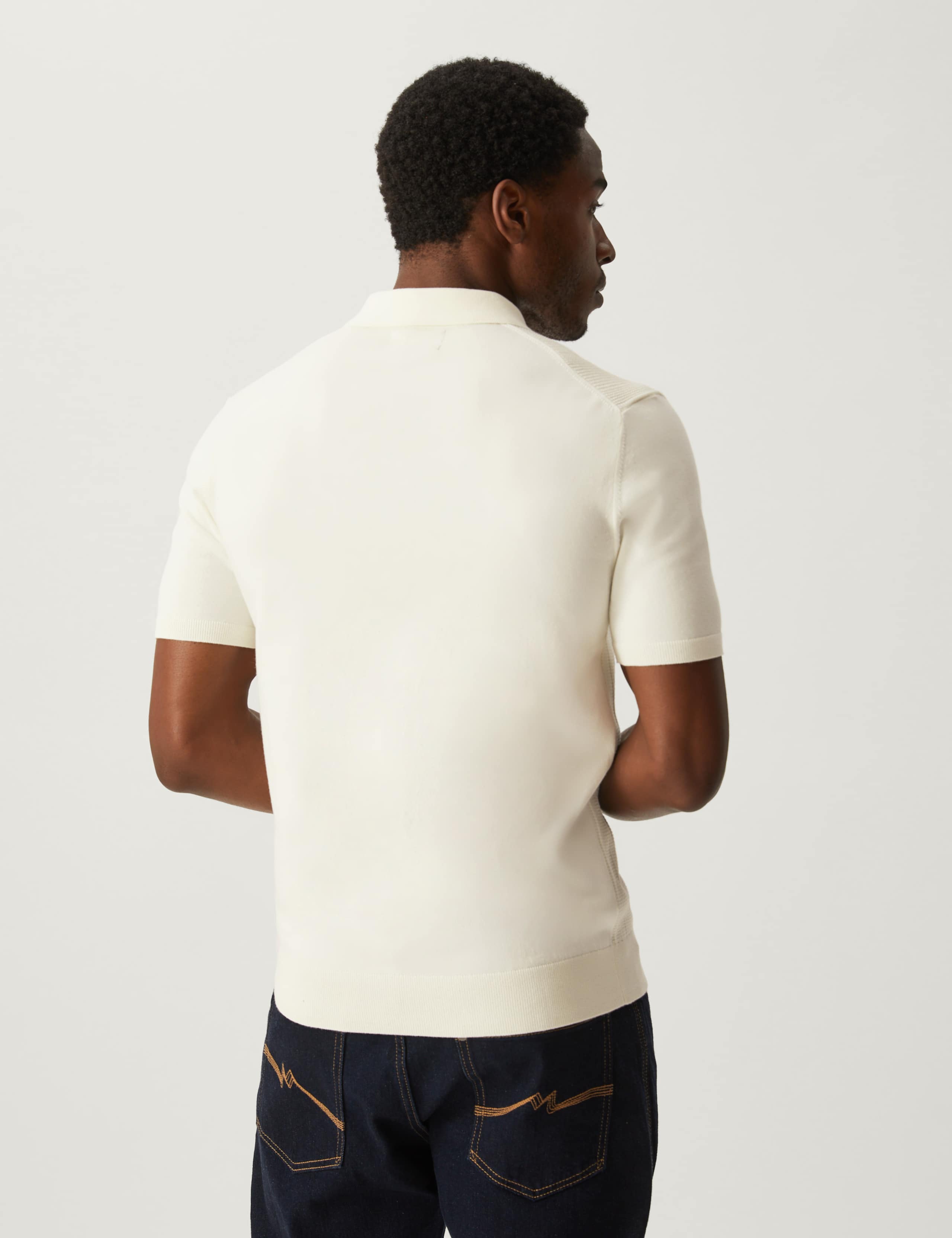 Cotton Rich Textured Knitted Polo Shirt 4 of 4