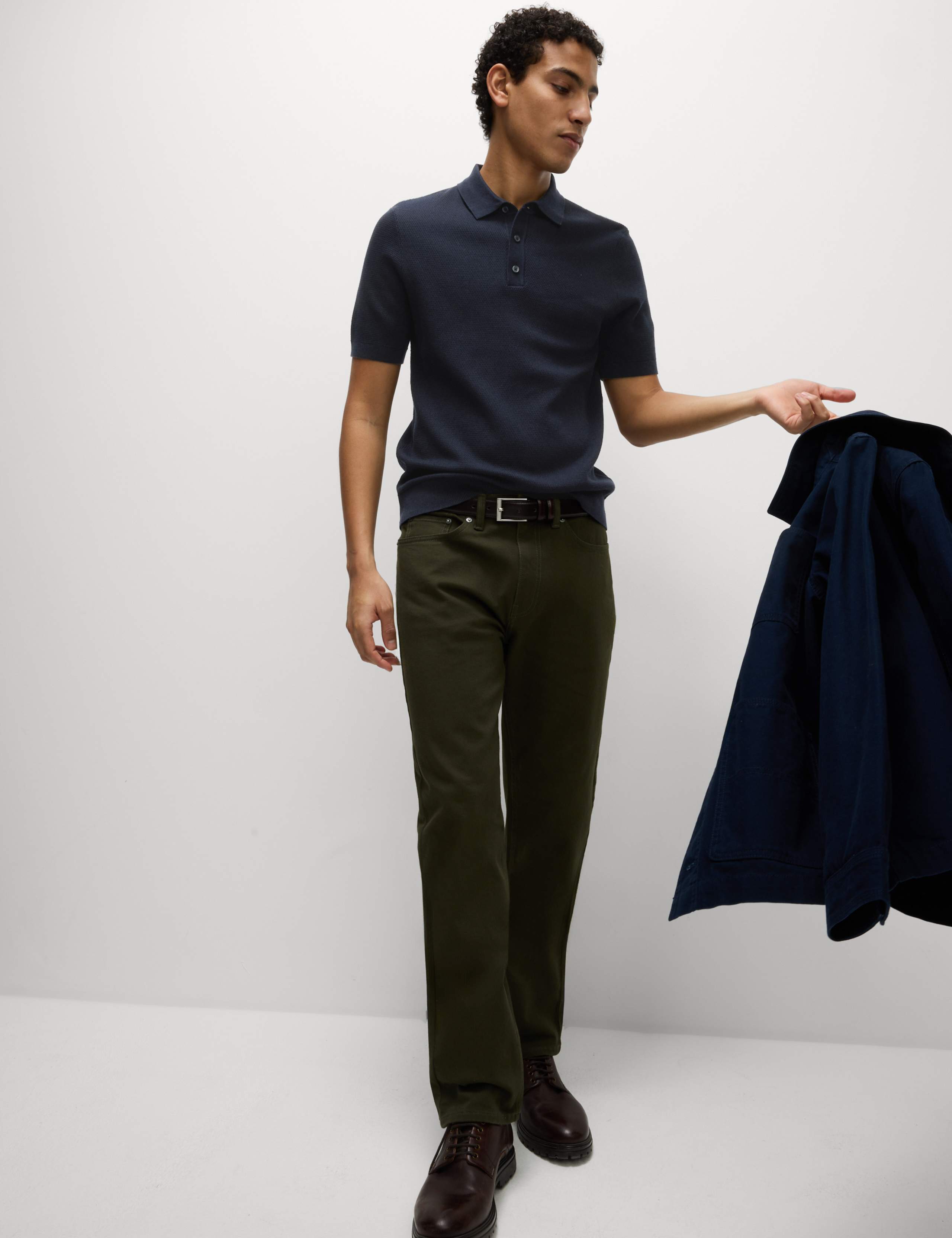 Cotton Rich Textured Knitted Polo Shirt 3 of 6