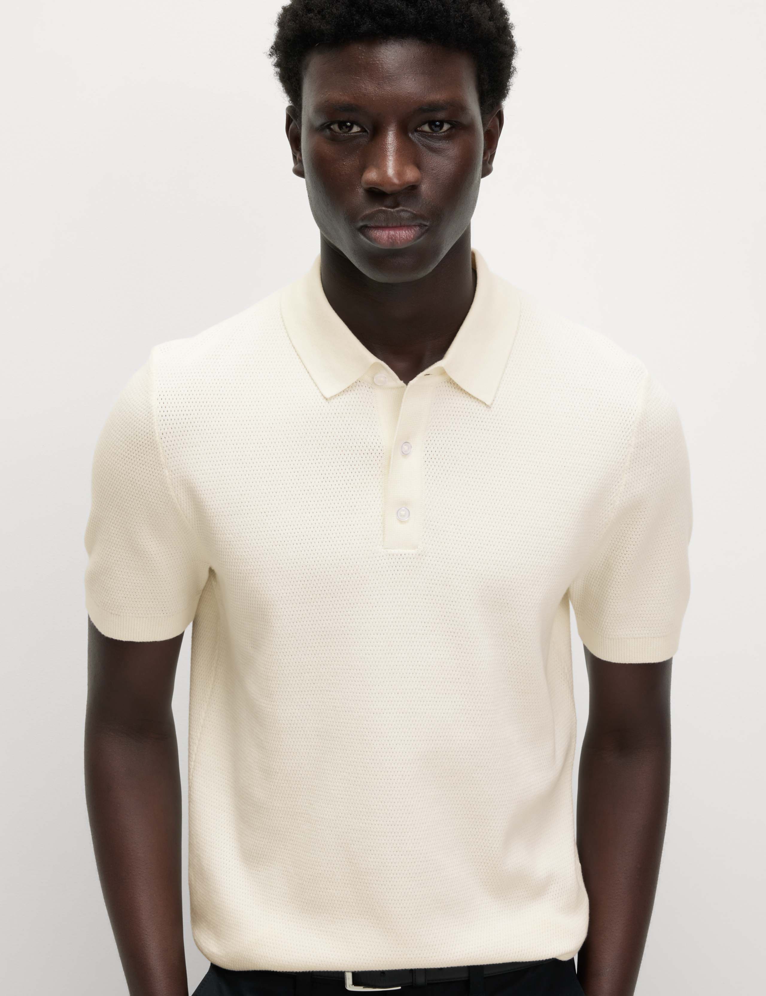 Cotton Rich Textured Knitted Polo Shirt 4 of 6