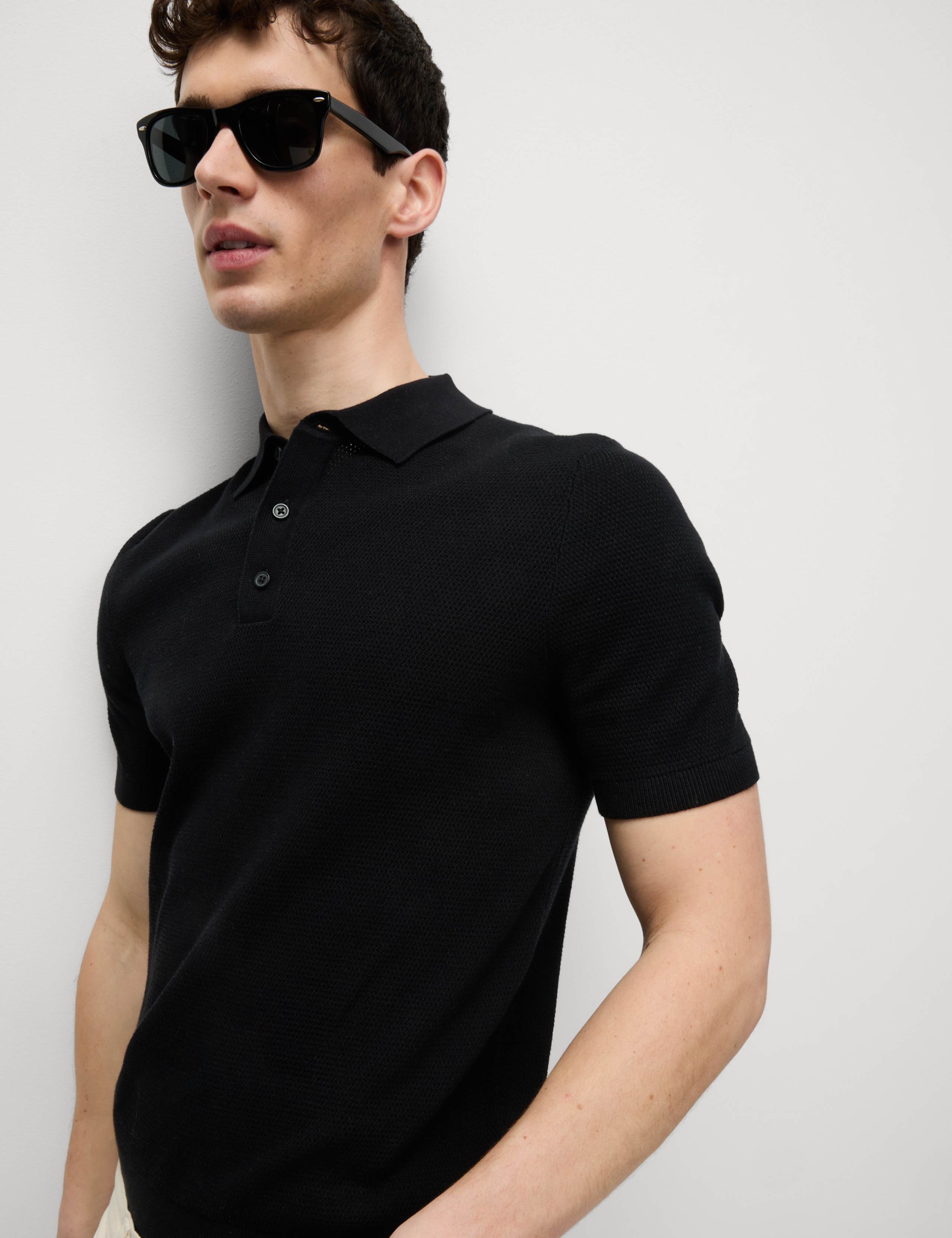 Cotton Rich Textured Knitted Polo Shirt 5 of 6