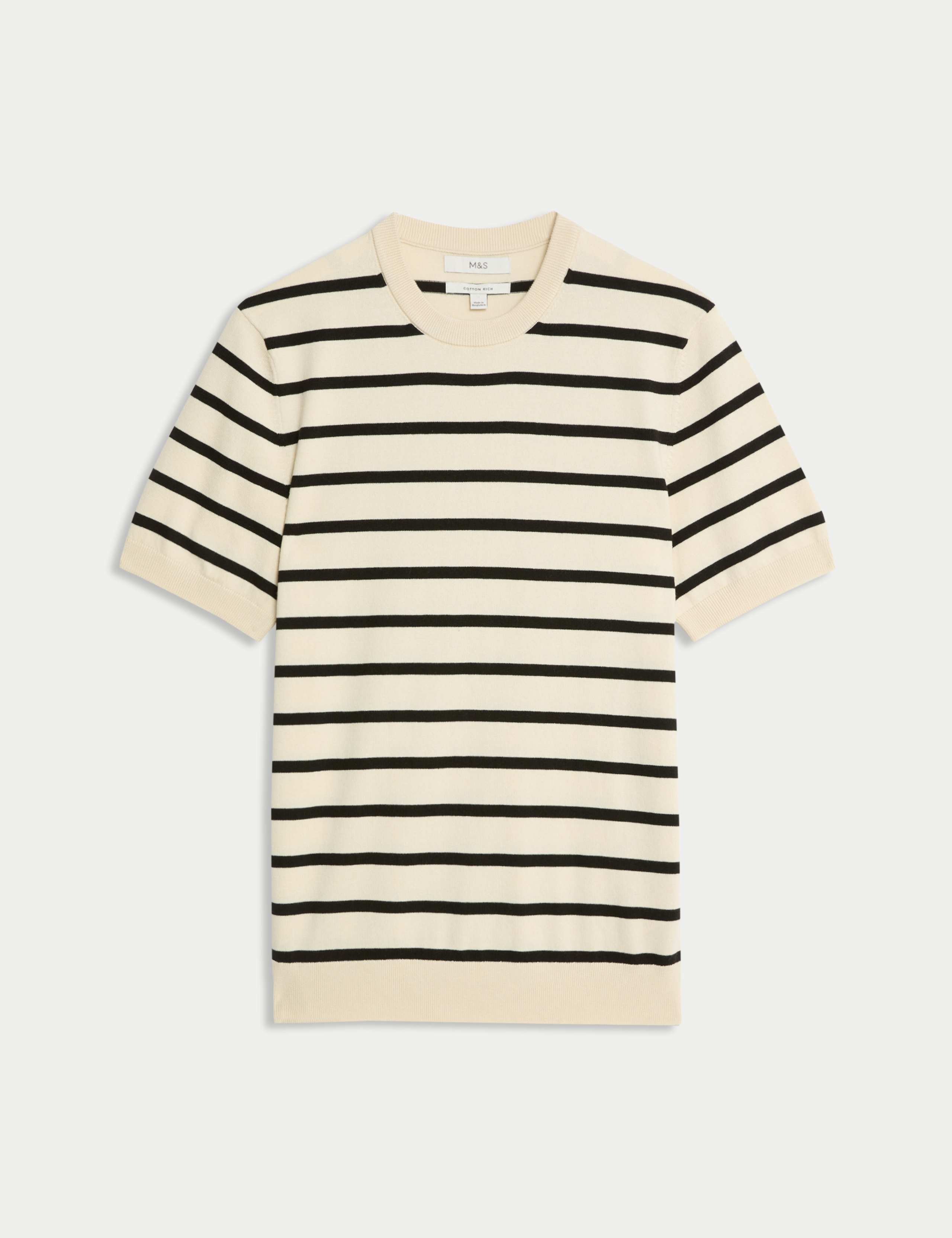 Cotton Rich Striped Knitted T-Shirt 2 of 6