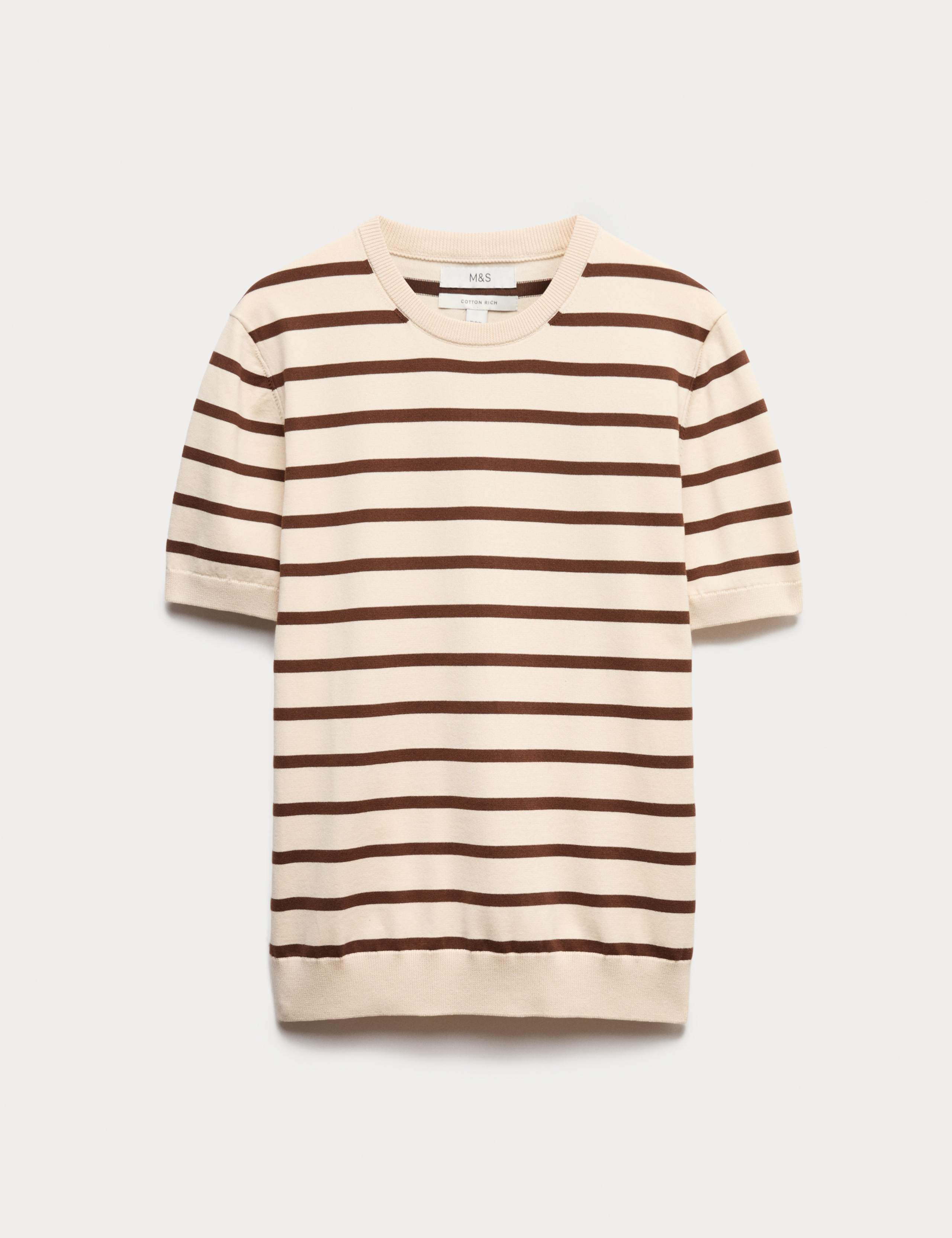 Cotton Rich Striped Knitted T-Shirt 2 of 5