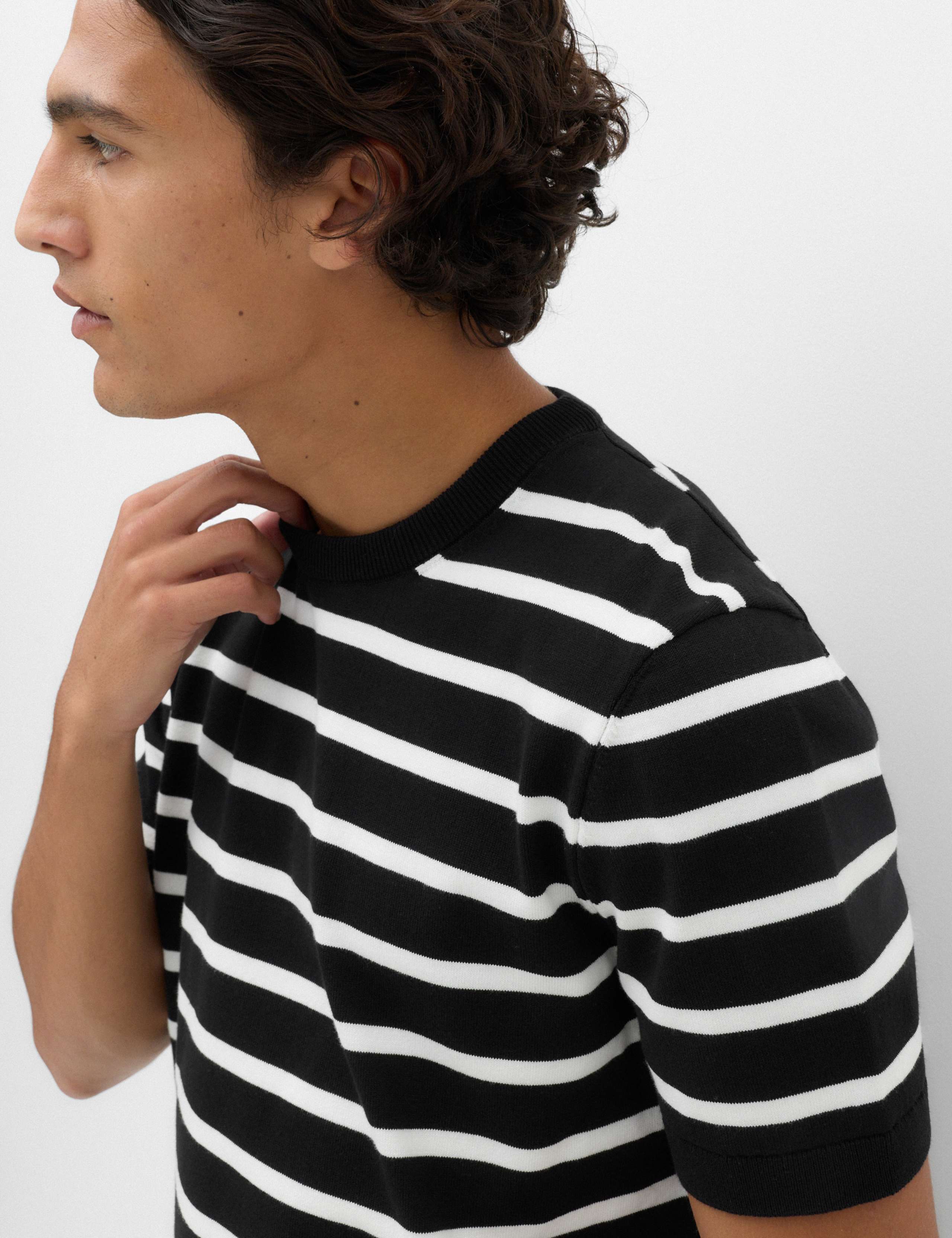 Cotton Rich Striped Knitted T-Shirt 3 of 5